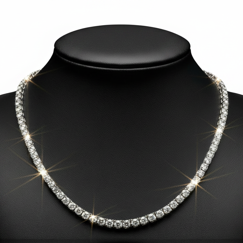  Necklace Diamond RBC 12.33ct  H I VS2 SI1 14K WG 20.80g