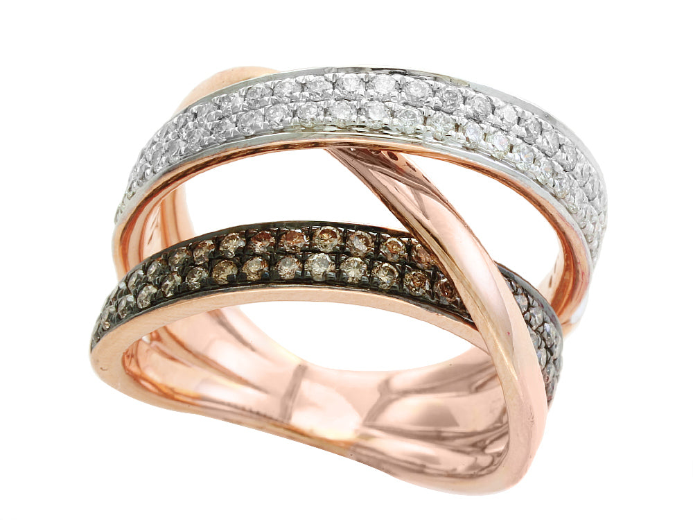 Effy Ring, Round Diamond 0.94 cttw H-I-Brown SI2-I1, 18K Rose Gold 10.71g.