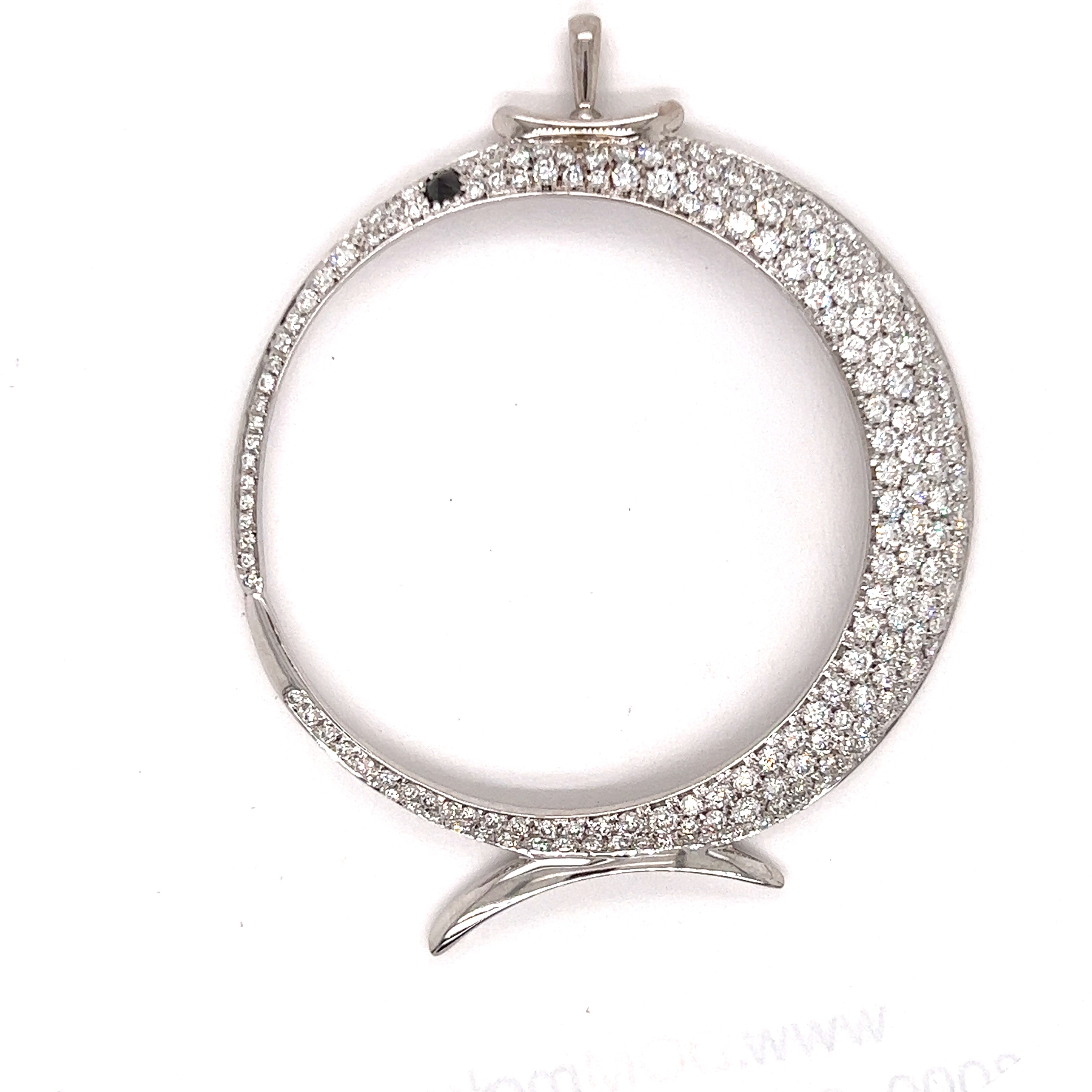 Italian Designer Porrati Pendant, Round Diamond 3.35 cttw G-H VS, 18K White Gold 11.74g