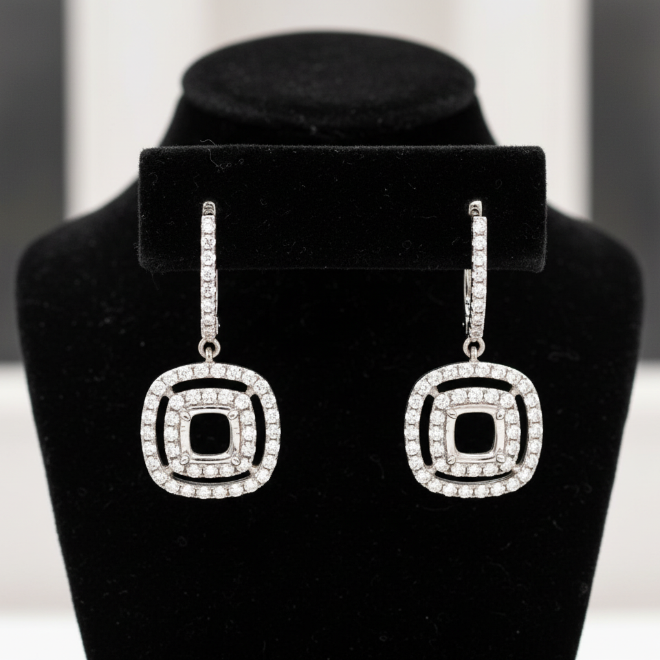 Maya Lianna Earring Jacket, 102 Round Diamond 0.85 cttw, 14K White Gold 3.21g