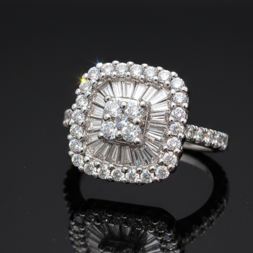 Designer Odelia Ring, Mixed Cut Diamond 1.33 cttw, 14K White Gold 5.60g