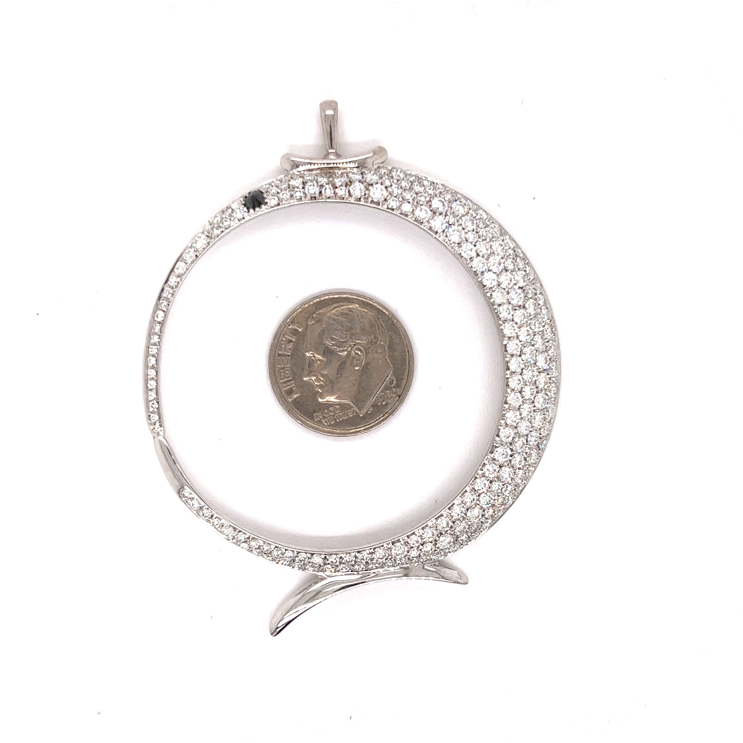 Italian Designer Porrati Pendant, Round Diamond 3.35 cttw G-H VS, 18K White Gold 11.74g