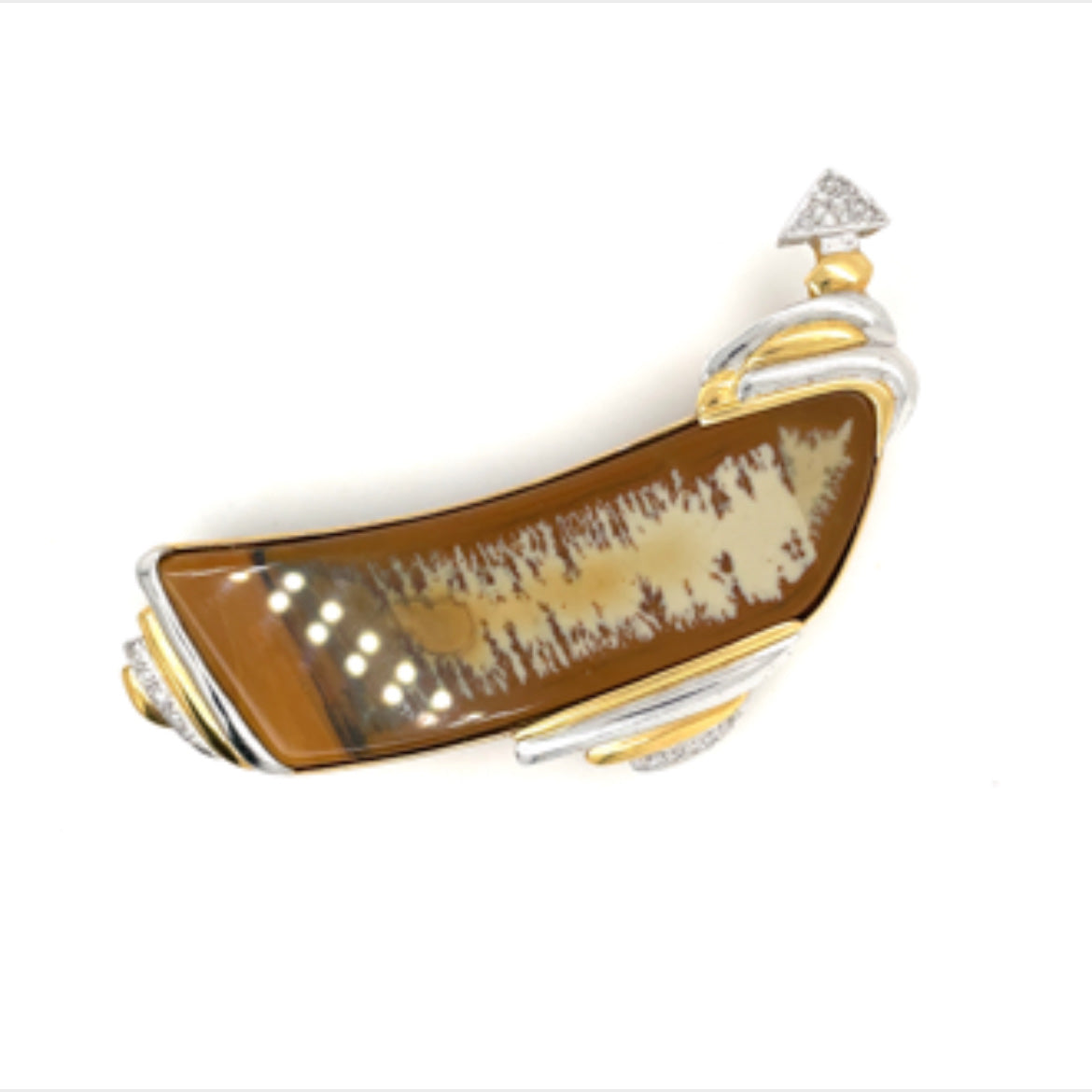 Estate Dagon Gillespey One Of A Kind Brooch/Pendant, Round Diamond 0.25 ct H-I SI1, Platinum/18K Yellow Gold 35.00g