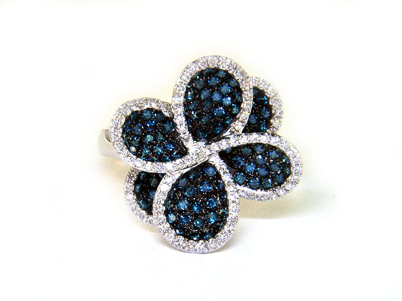 E.H. Collection Ring, Round Diamond 1.43 cttw H-I-Blue SI2-I1, 14K White Gold 5.67g