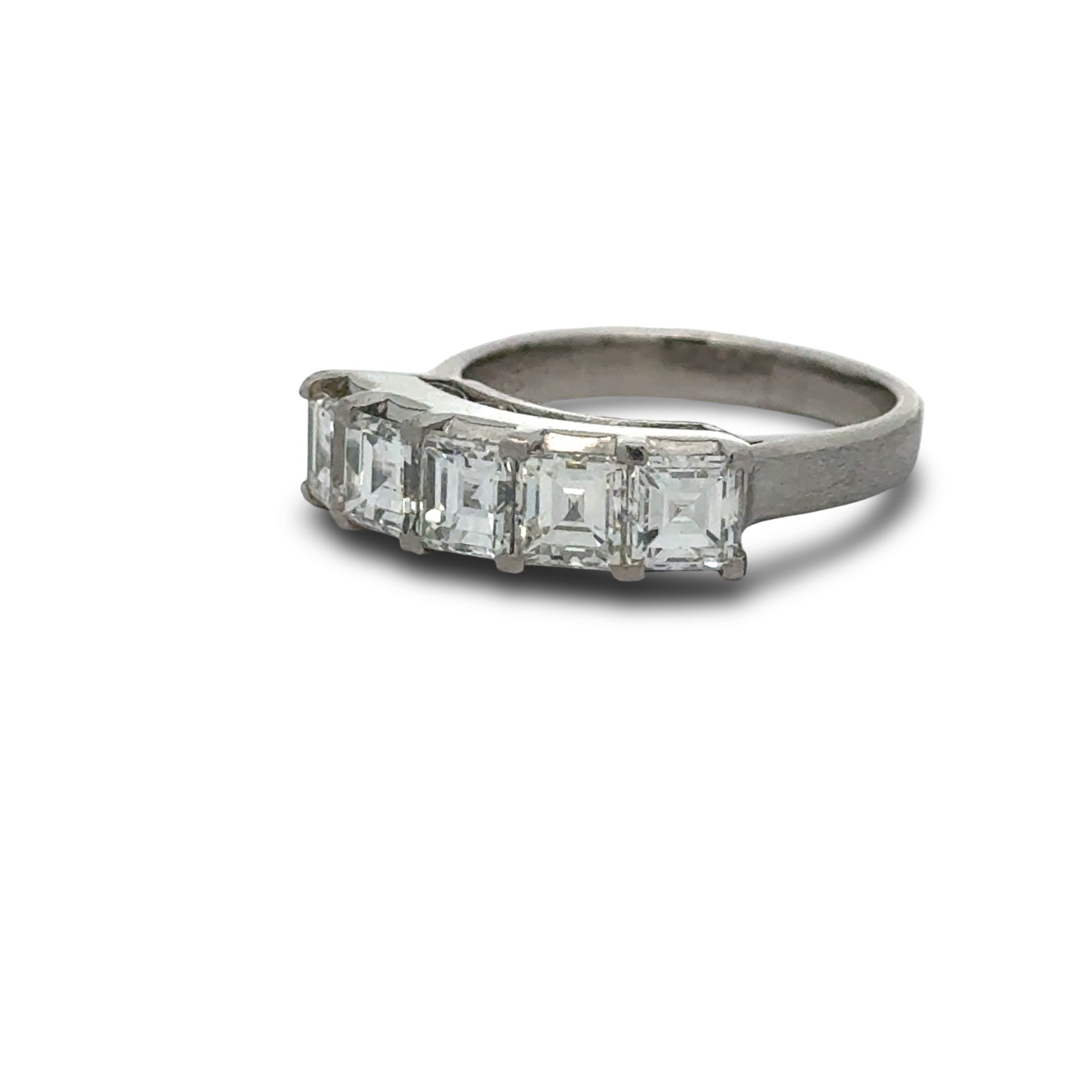 Estate Ring 5 Asscher Cut Diamond 2.36cttw. G-H VS1-VS2  Platinum 6.40g