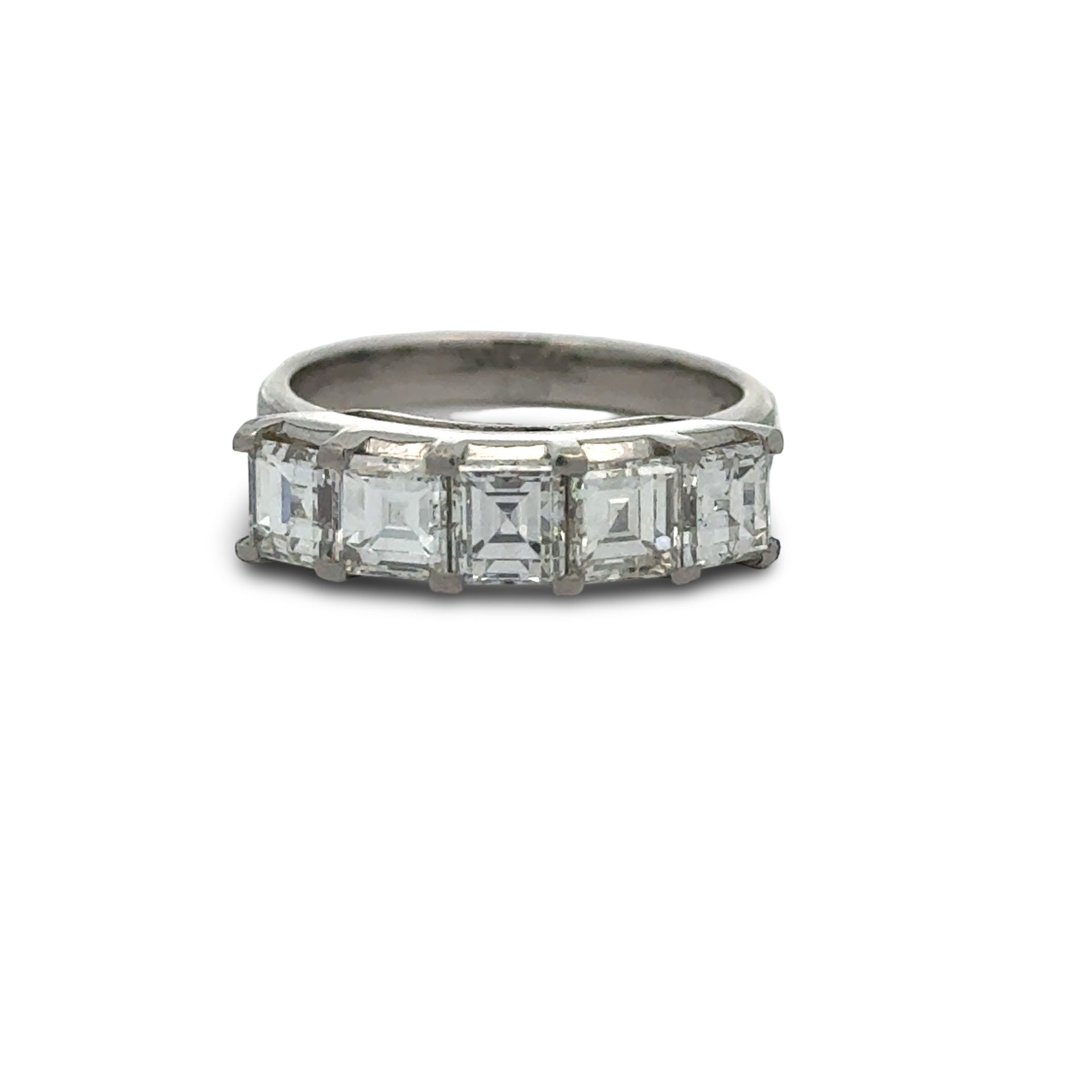 Estate Ring 5 Asscher Cut Diamond 2.36cttw. G-H VS1-VS2  Platinum 6.40g
