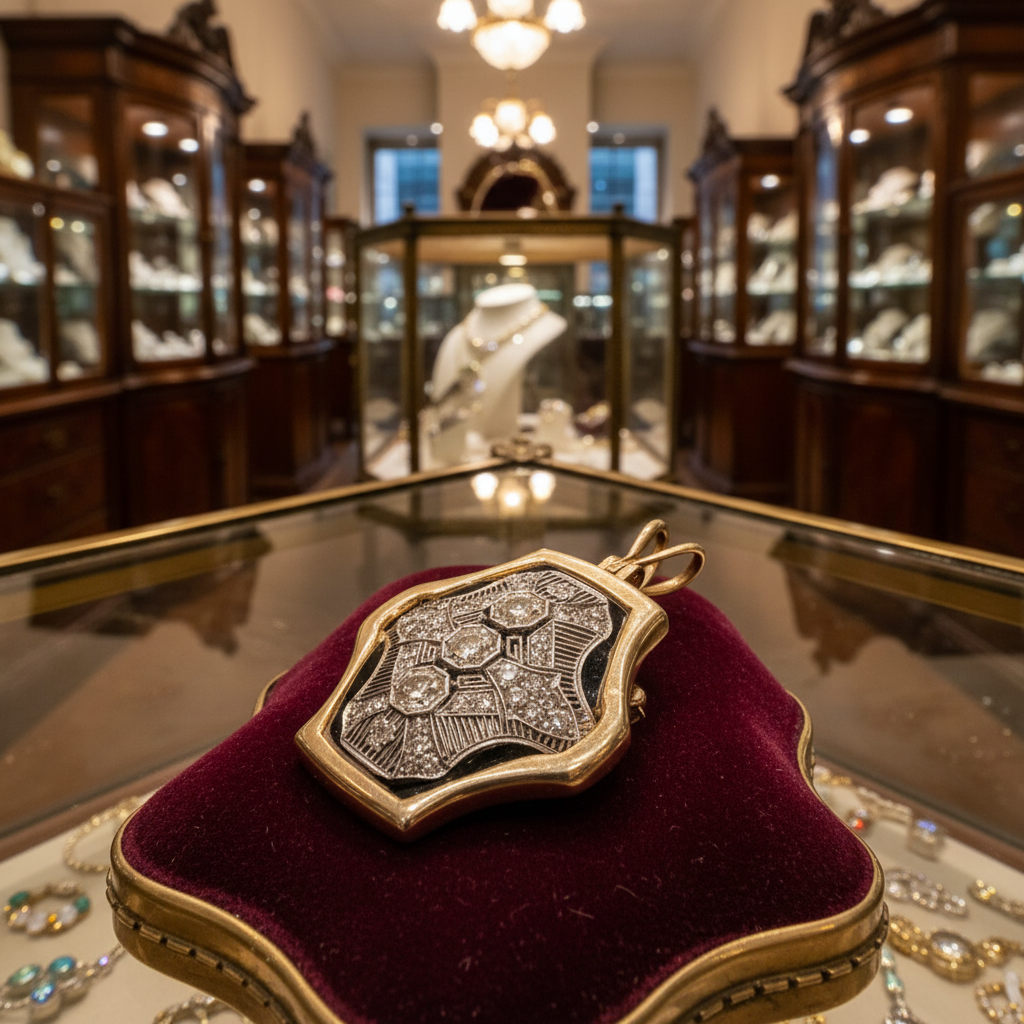 Estate Brooch/Pendant Old European Cut Diamond 1.20 ct  H-I VS2-I1 Platinum/14K Yellow Gold 11.84g #weight estimated