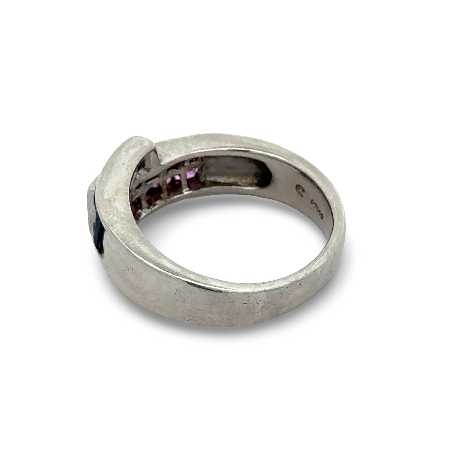 Estate Ring,10 Pink Sapphire Princess Cut 1.00 ct  PINK,6 Sapphire Princess Cut 0.58 ct  BLUE Platinum 10.32g