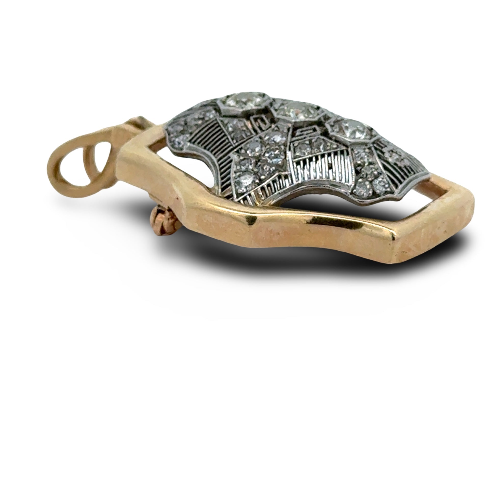 Estate Brooch/Pendant Old European Cut Diamond 1.20 ct  H-I VS2-I1 Platinum/14K Yellow Gold 11.84g #weight estimated