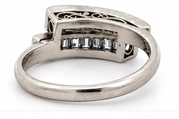 Estate Ring Emerald Cut Diamond 1.00 cttw  G-H VS1-VS1 Platinum 5.67g. All Weights Estimated.