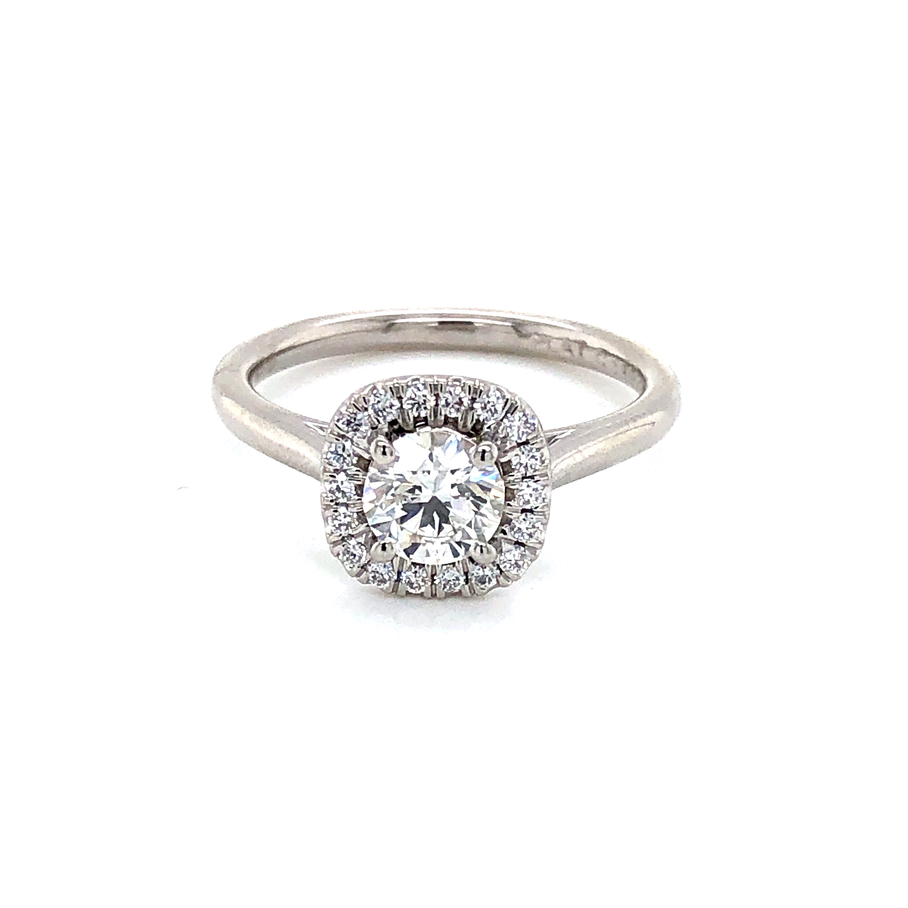 Platinum Engagement Ring With One 0.65Ct Round Brilliant I VS2 Diamond And 18=0.15Tw Round Brilliant G VS Diamonds  dwt: 3.3