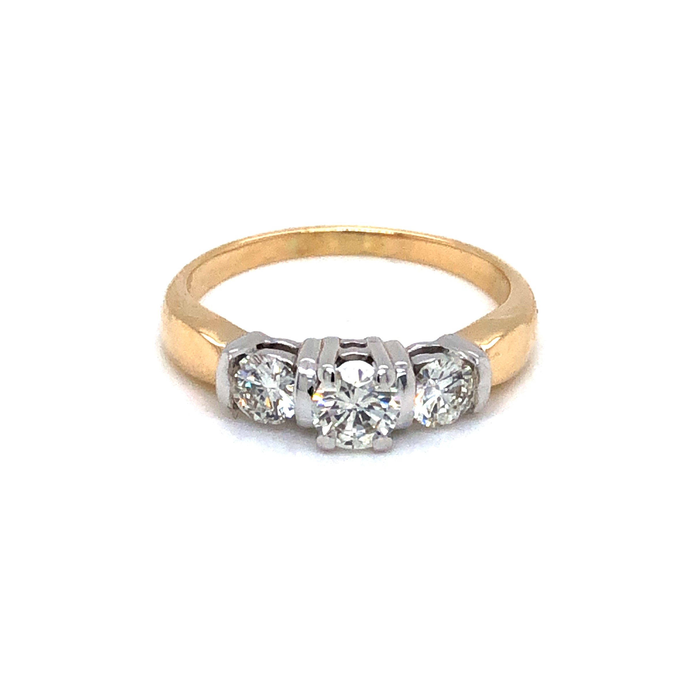 14 Karat yellow gold 3 stone Ring With 3=0.75Tw Round Brilliant J VS Diamonds