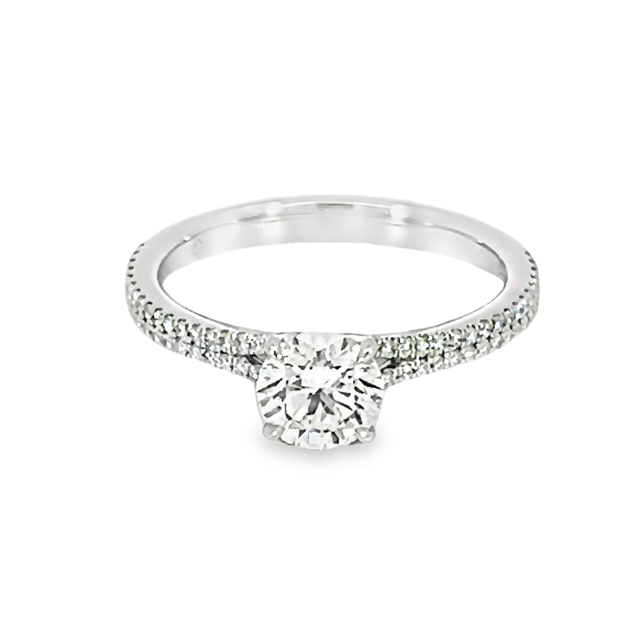 Round Brilliant Diamond Engagement Ring With Side Accents