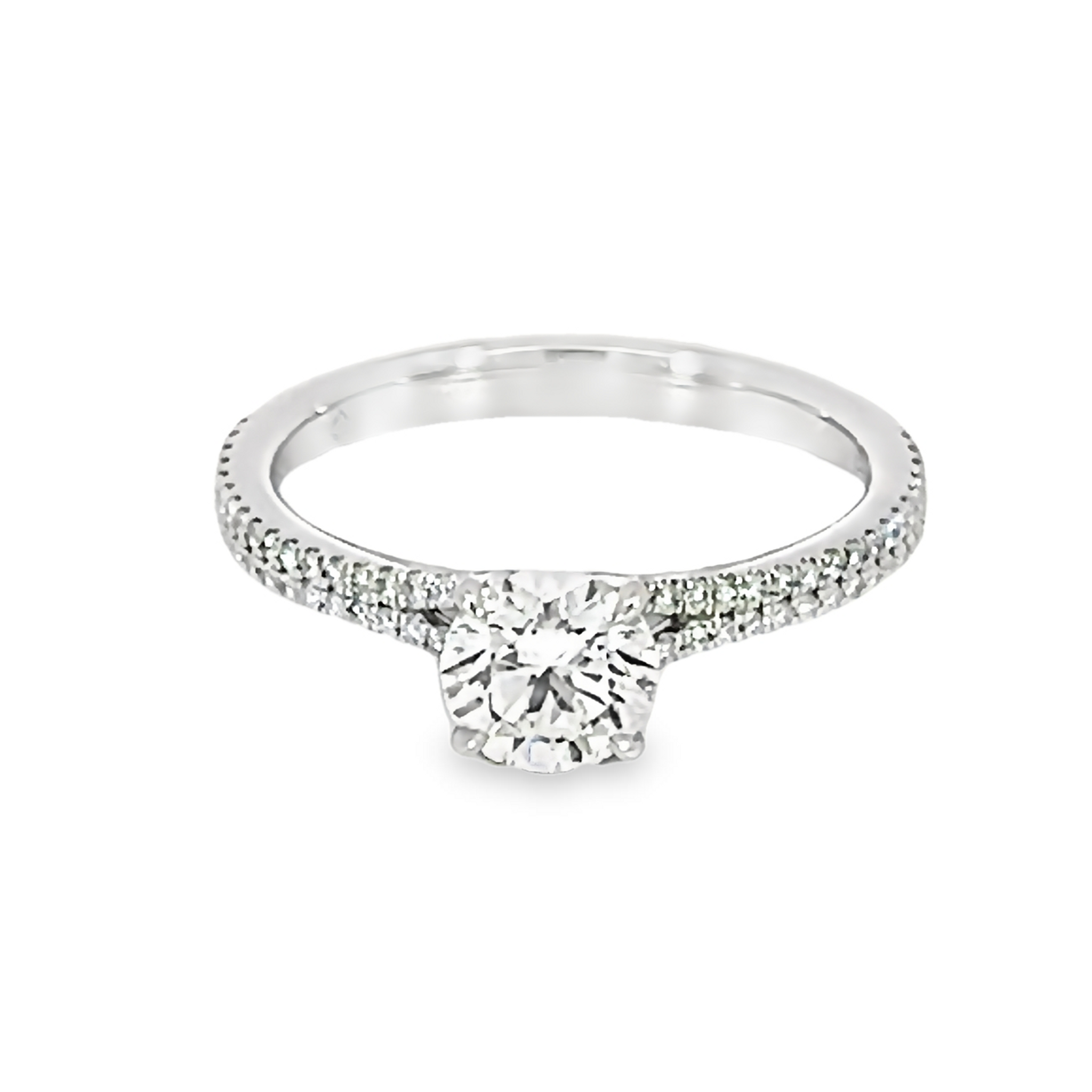 Platinum Engagement Ring With One 0.73Ct Round Brilliant J SI1 Forevermark Diamond  962983 And 72=0.16Tw Round Brilliant G VS Diamonds