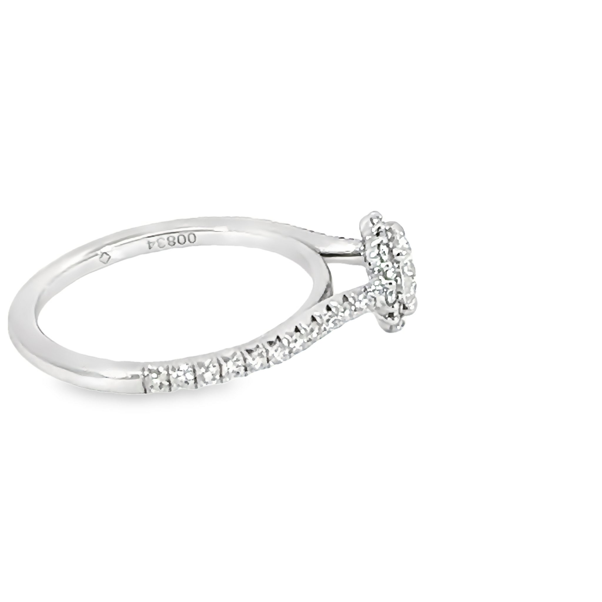 Round Brilliant Diamond Engagement Ring With Halo And Side Accents