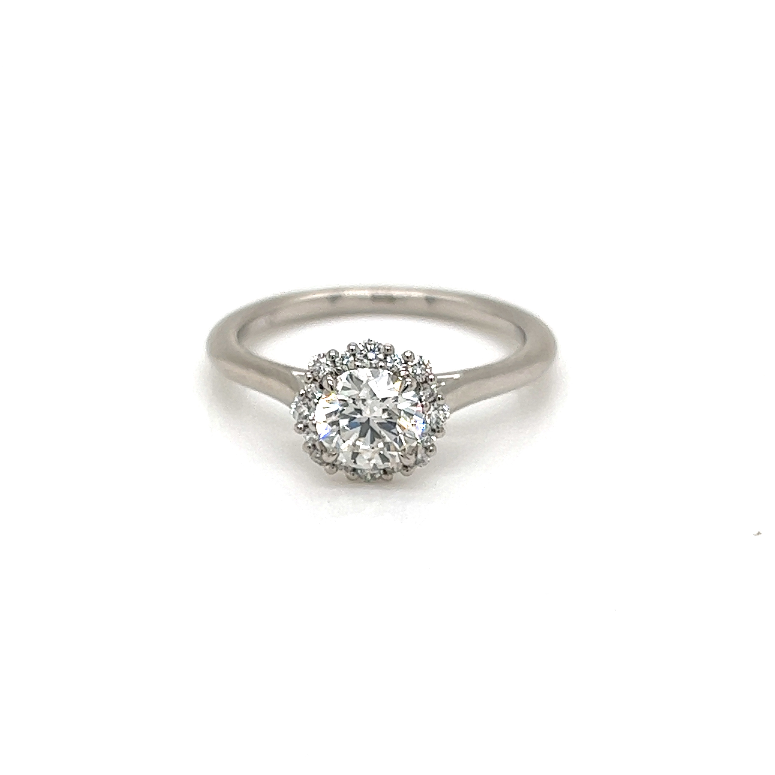Platinum Engagement Ring Size With One 0.73Ct Round Brilliant G SI2 Forevermark Diamond 5932566  And 16=0.13Tw Round Brilliant G VS Diamonds.