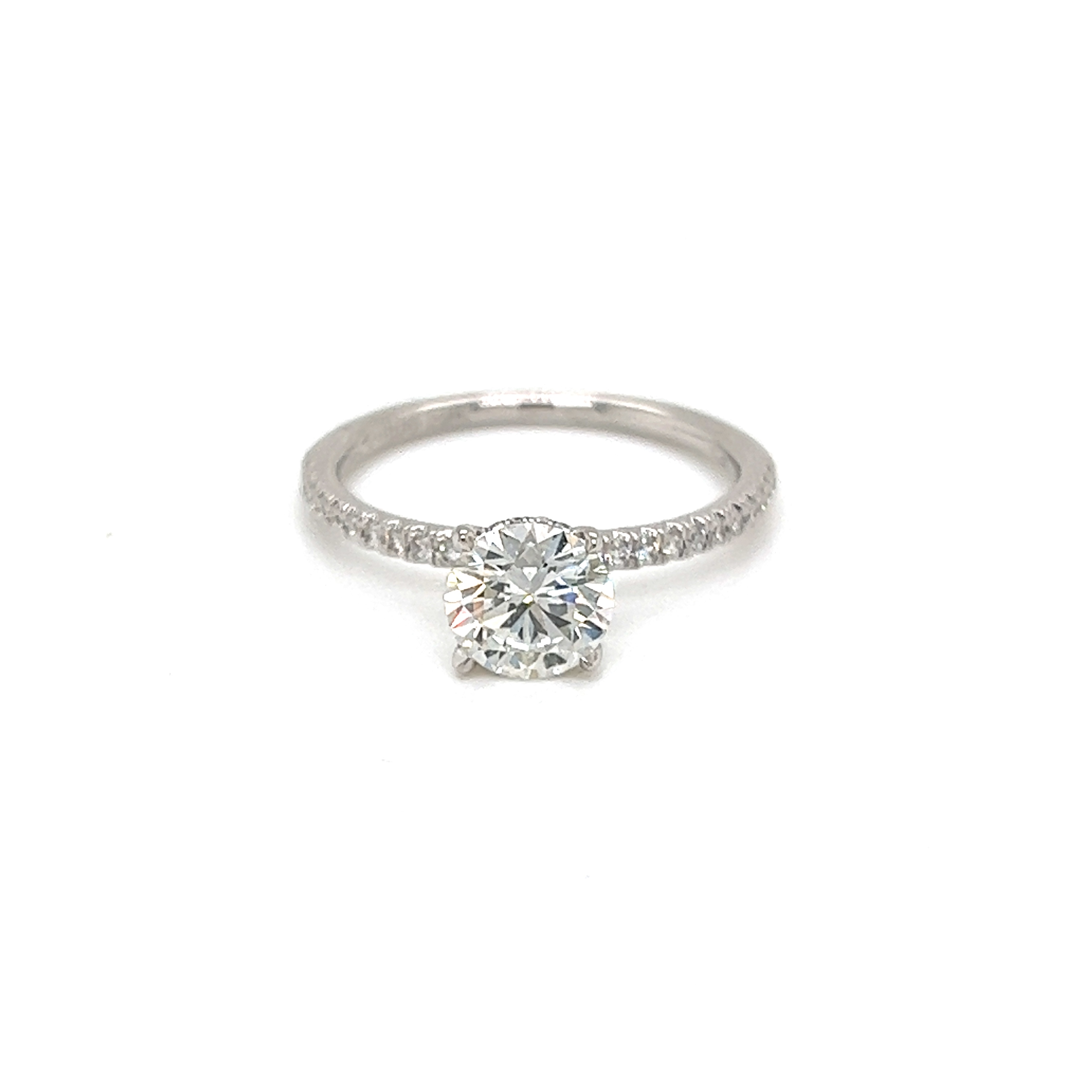 Engagement Ring With One 1.01Ct Round Brilliant I I1 Diamond  GIA 7418815380 And 38=0.18Tw Round Brilliant G VS Diamonds