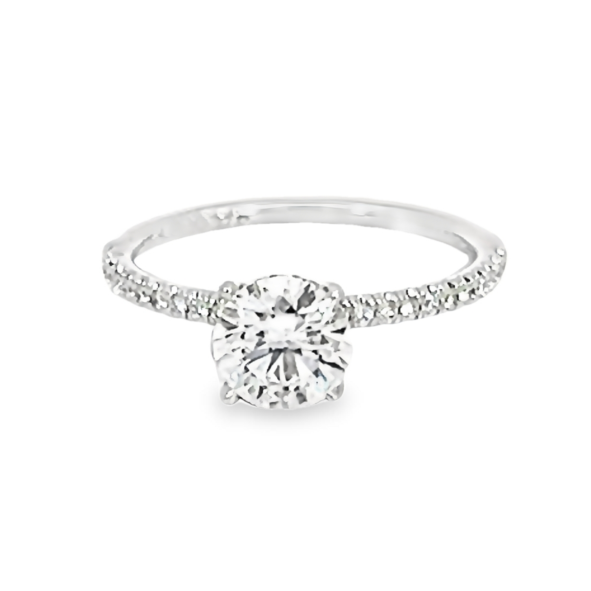 Round Brilliant Diamond Engagement Ring With Hidden Halo And Side Accents