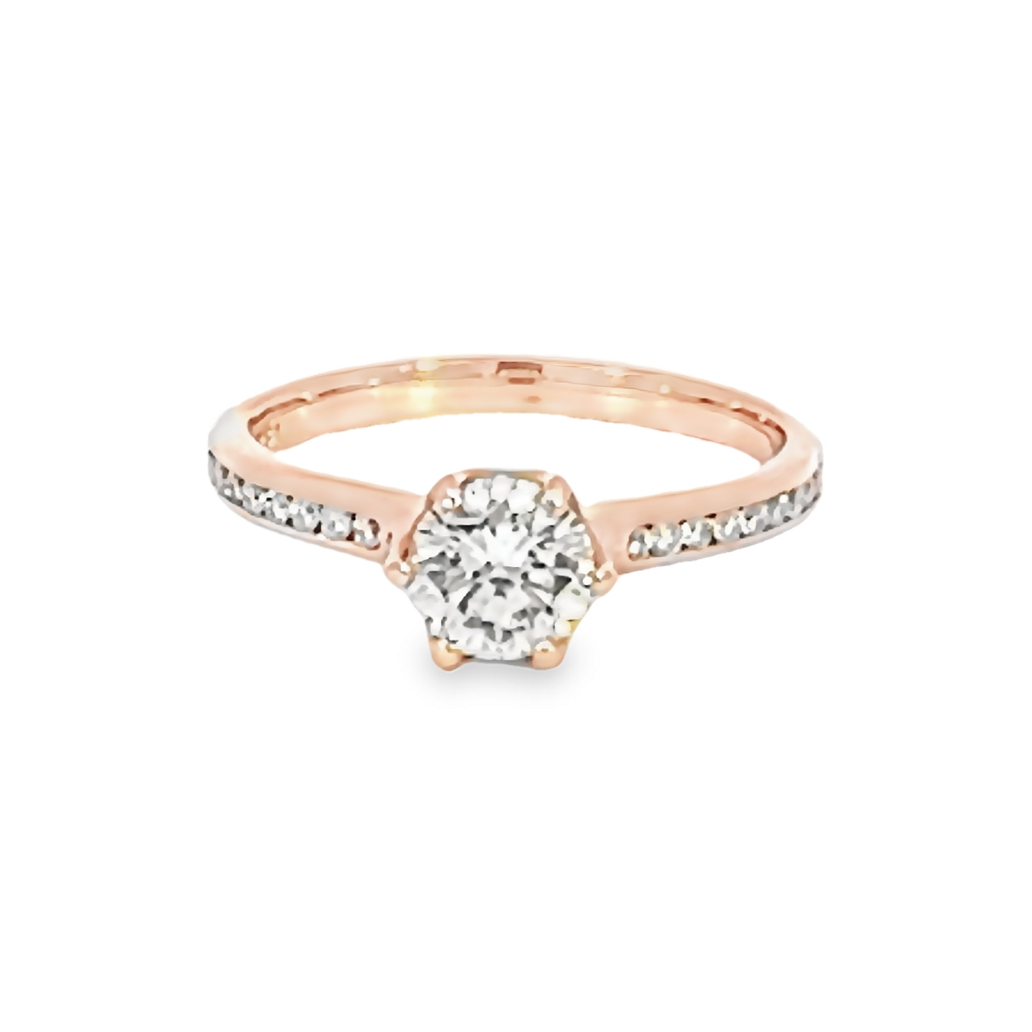 Round Brilliant Diamond Engagement Ring With Channel Set Accents