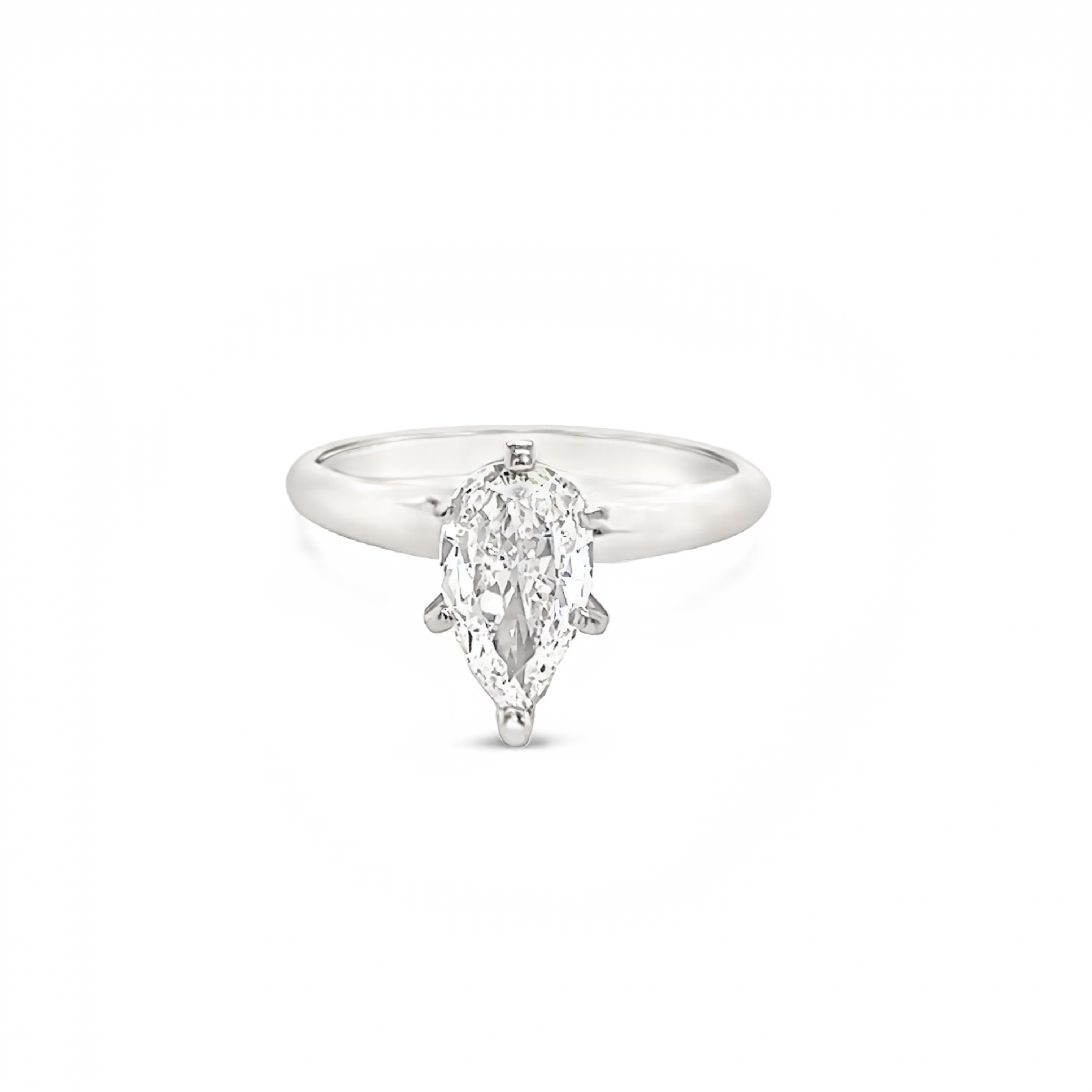 14 Karat  white gold solitaire engagement ring with one 0.95ct pear E SI1 Diamond  GIA 10681610.