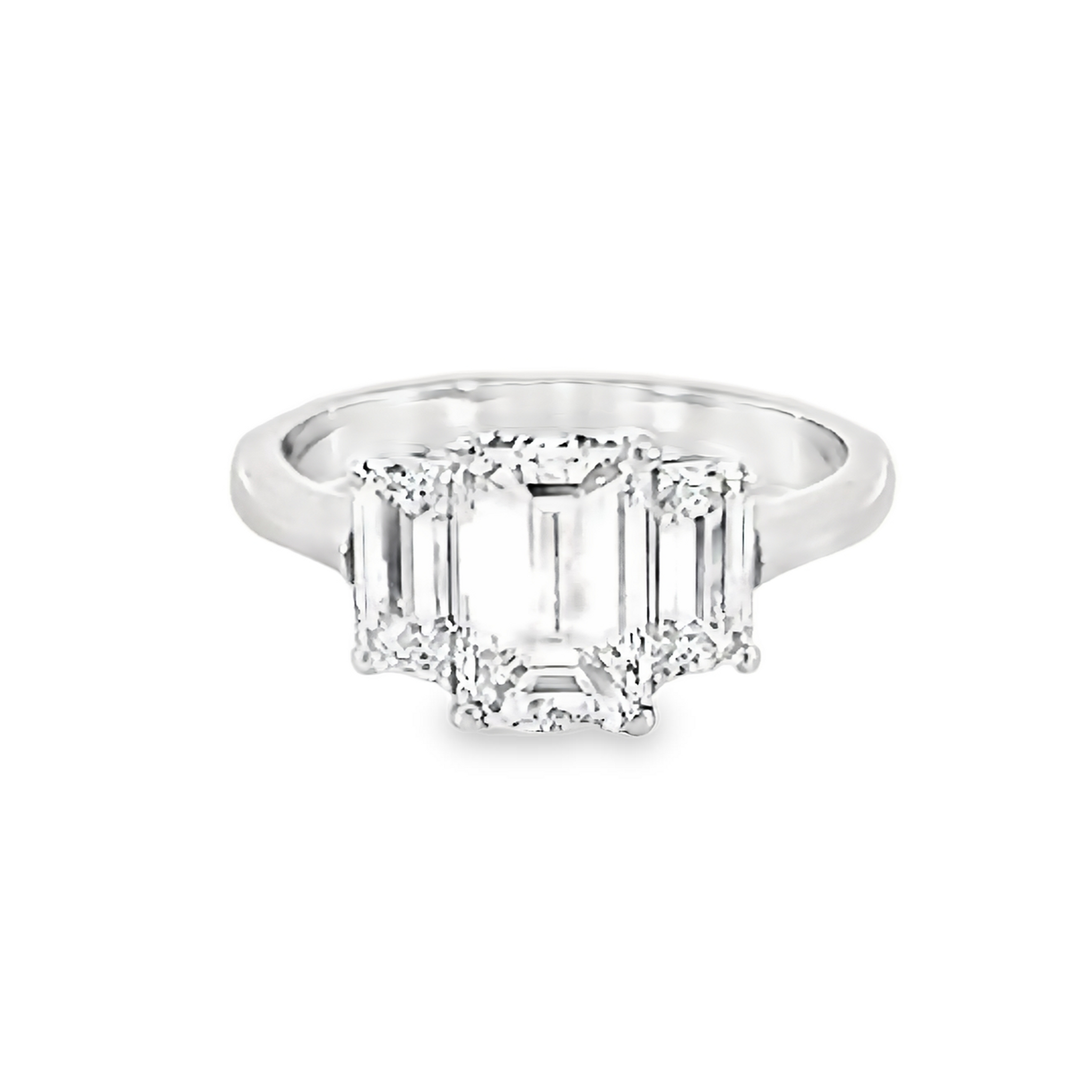 Emerald Cut Three Stone Diamond Engagement Ring