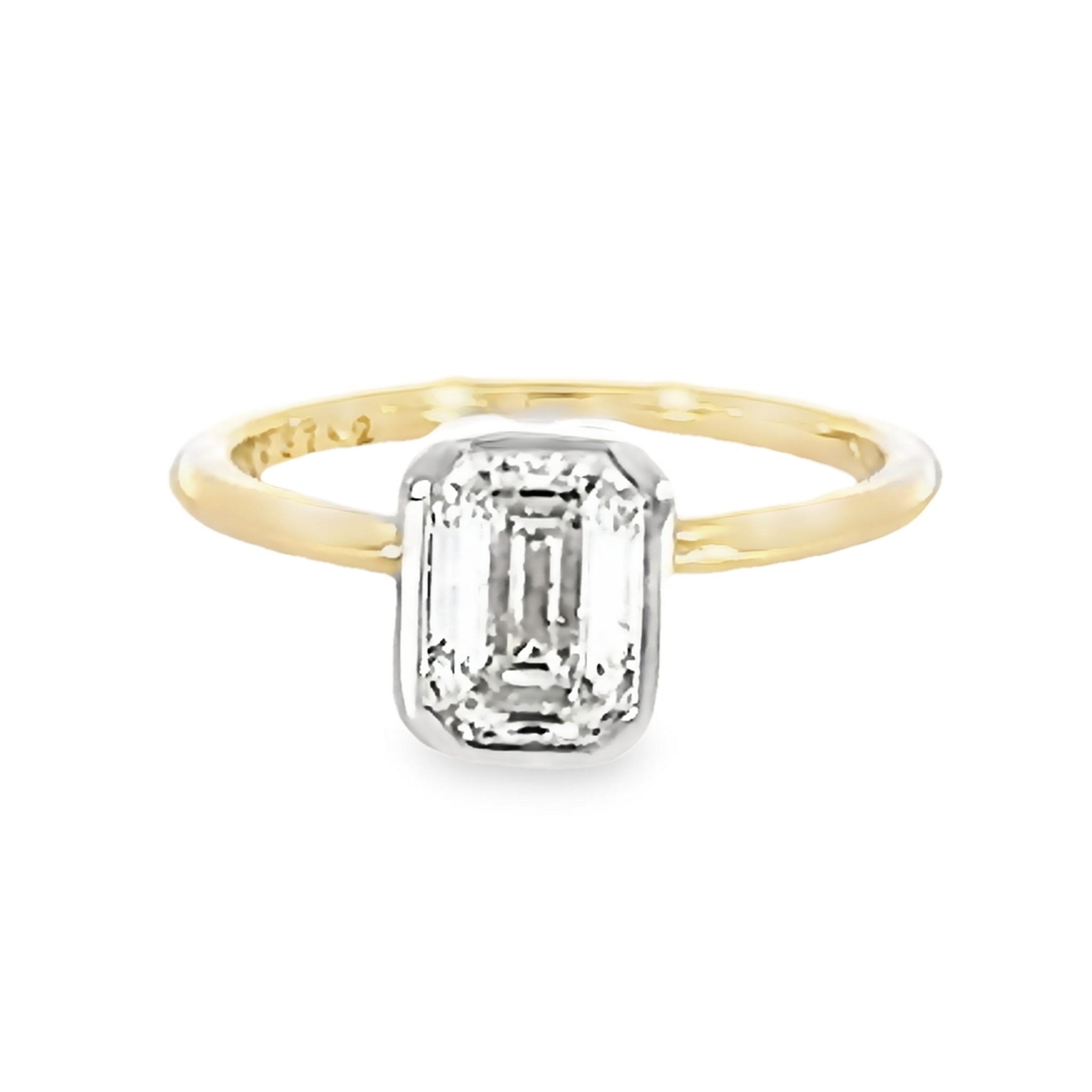 Emerald Cut Bezel Set Diamond Engagement Ring