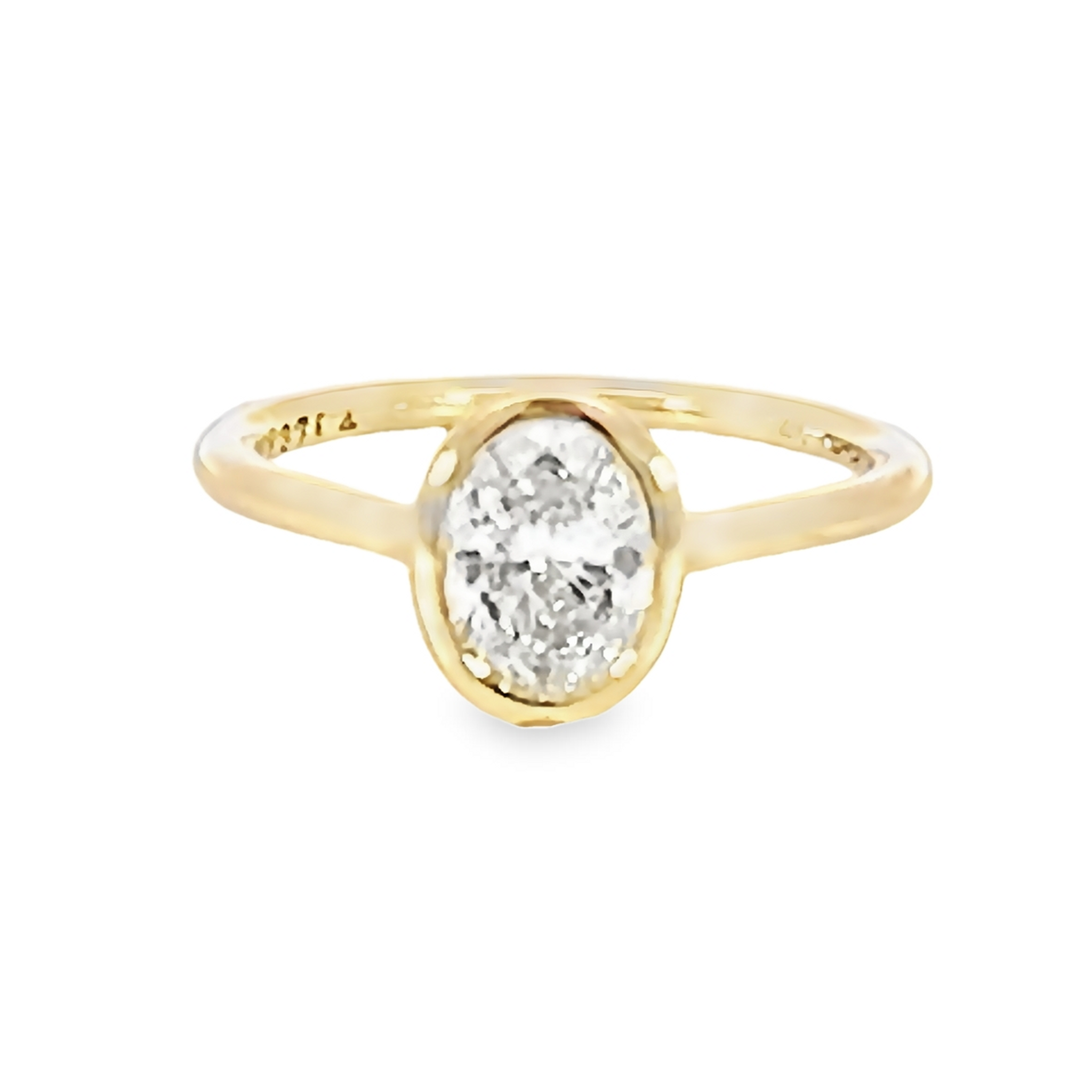 Oval Bezel Set Diamond Engagement Ring