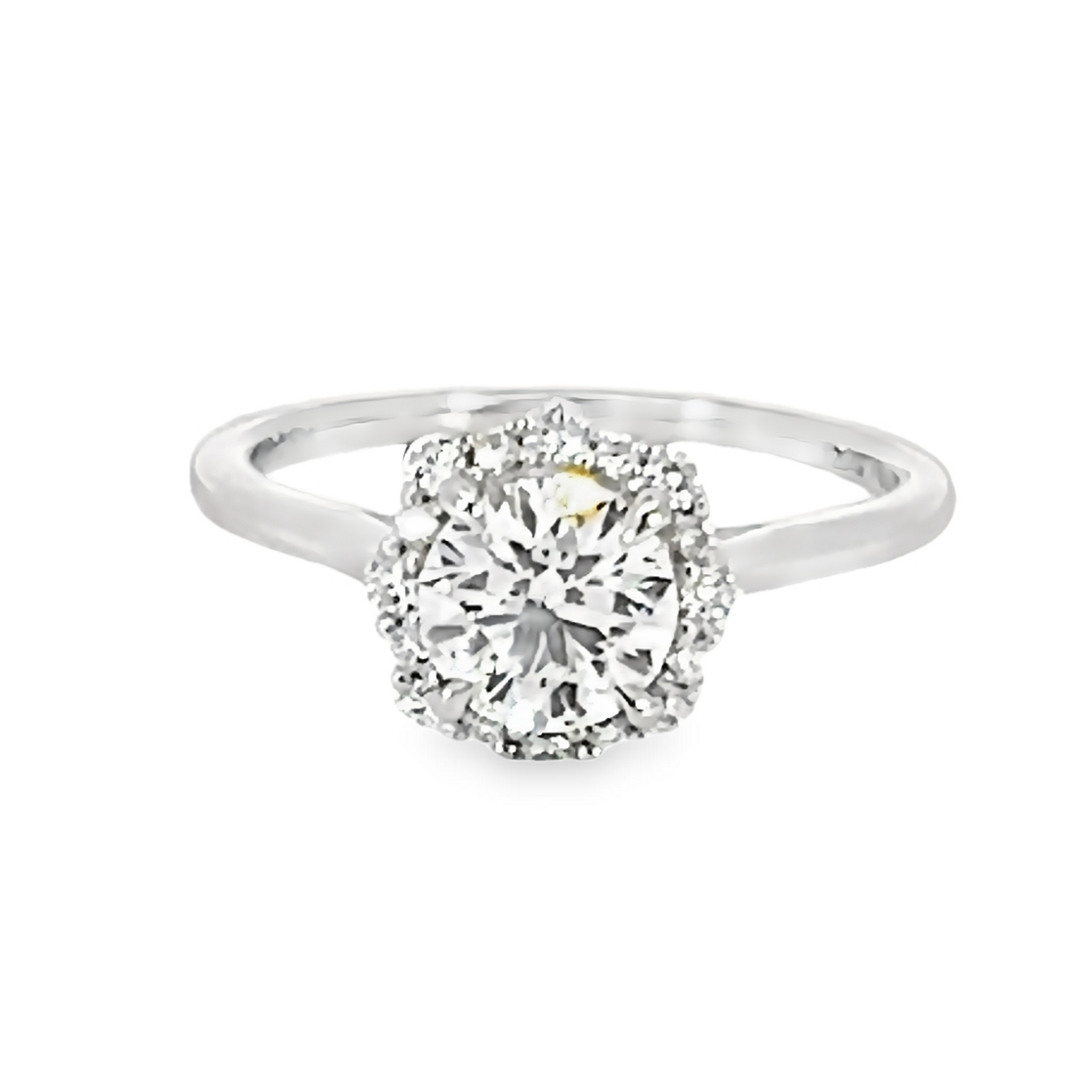 Round Brilliant Solitaire Diamond Engagement Ring With Halo