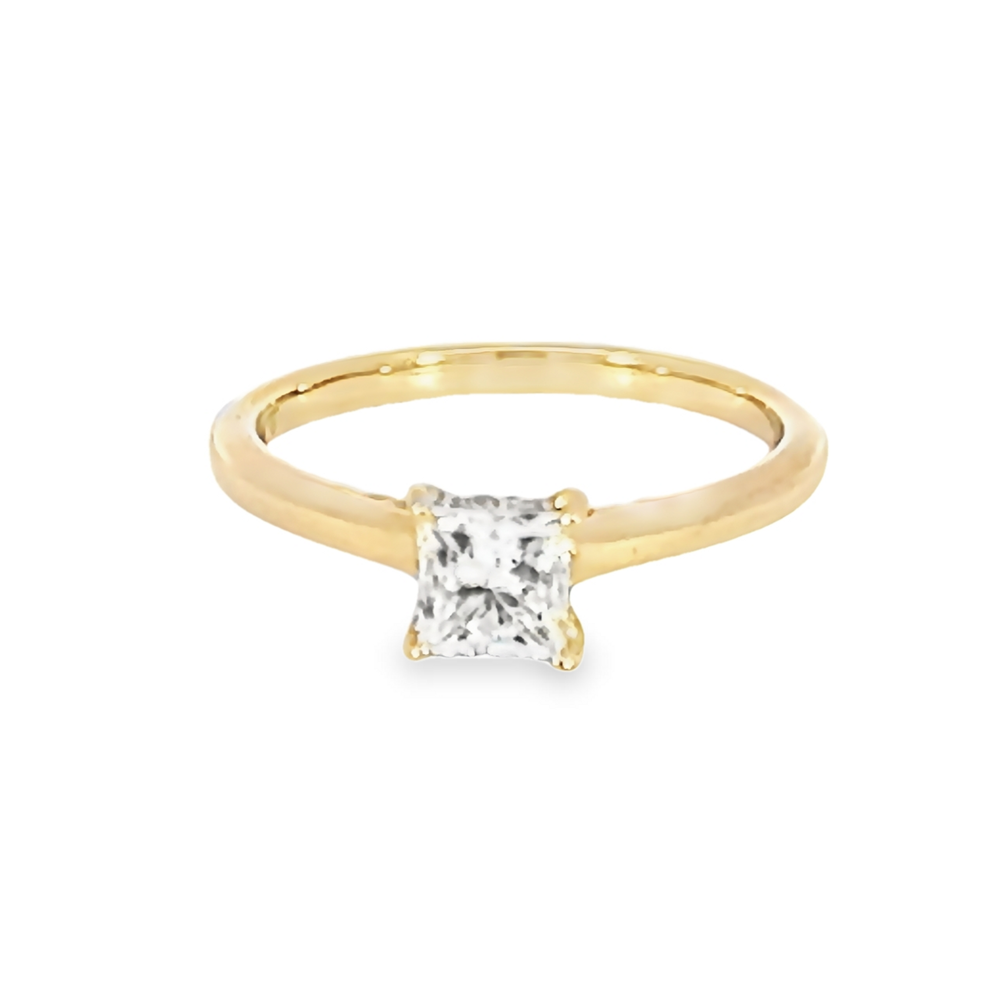 Princess Solitaire Diamond Engagement Ring With Hidden Halo