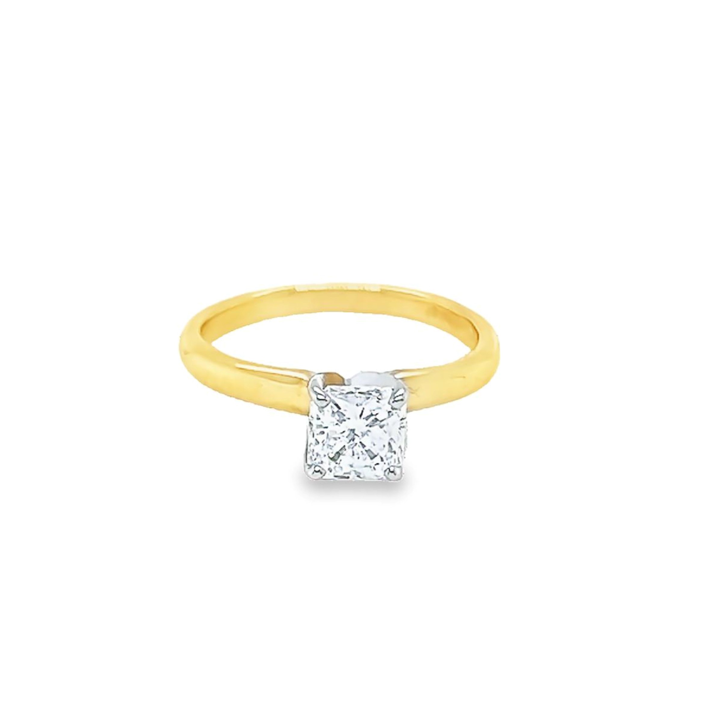 14 Karat yellow gold engagement ring set in white gold with one 1.00ct Radiant D SI2 Diamond  GIA 62226343236.