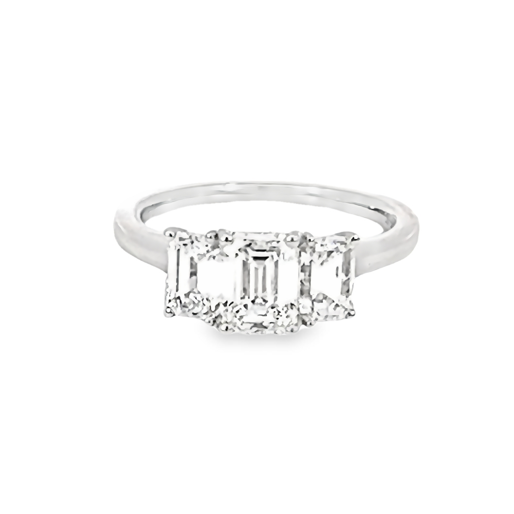 Emerald Cut Three Stone Diamond Engagement Ring