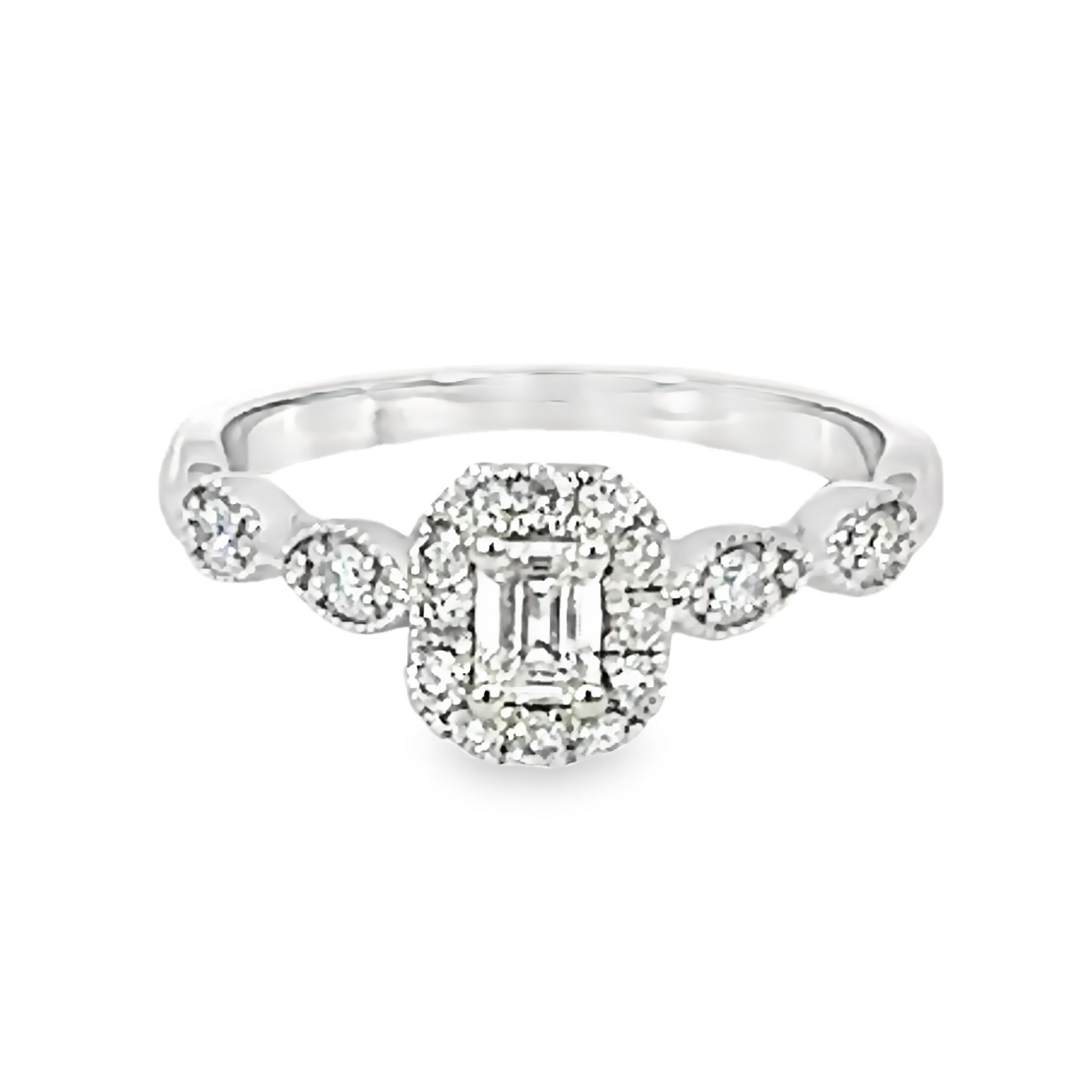 Emerald Cut Diamond Halo Engagement Ring