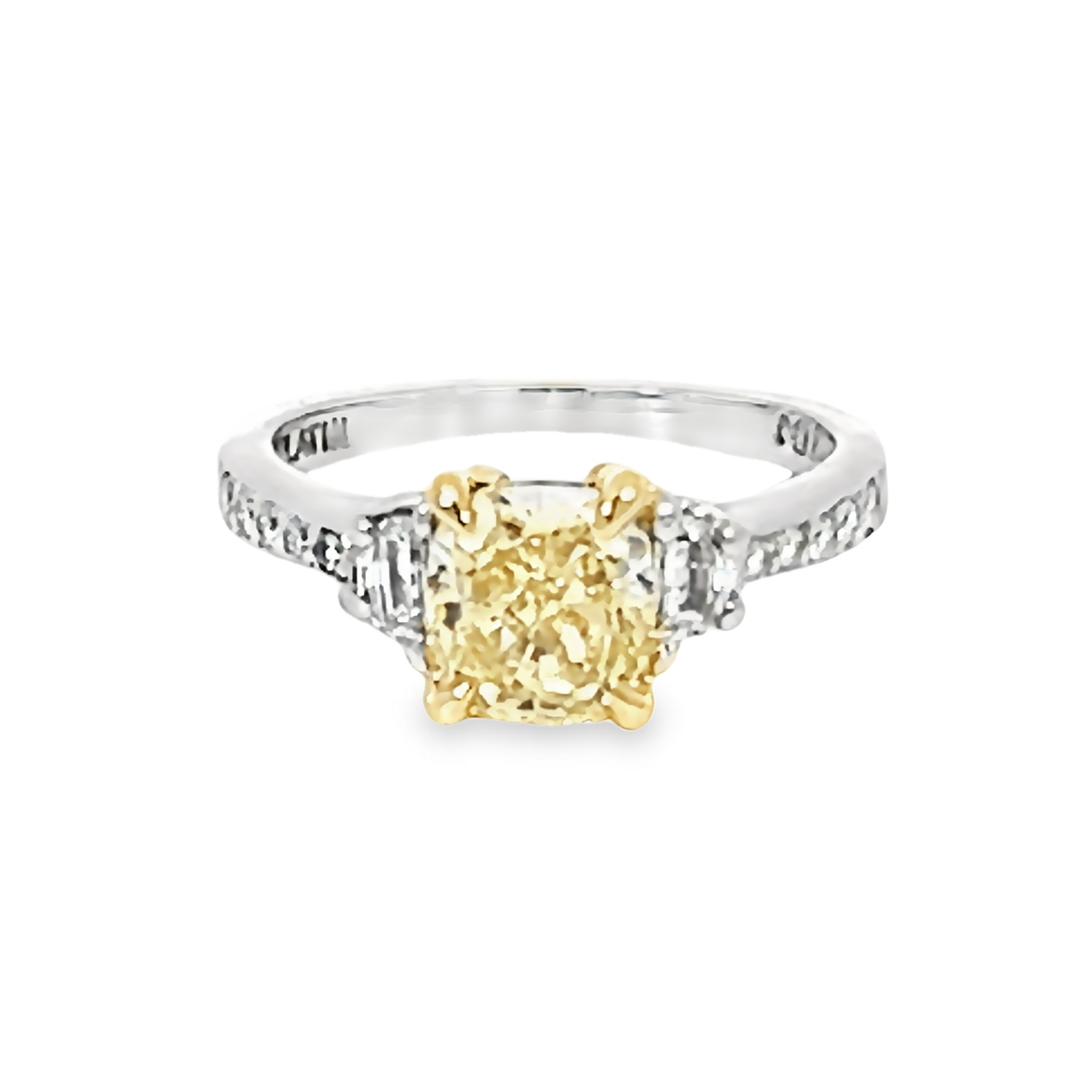 Cushion Cut Yellow Diamond Engagement Ring