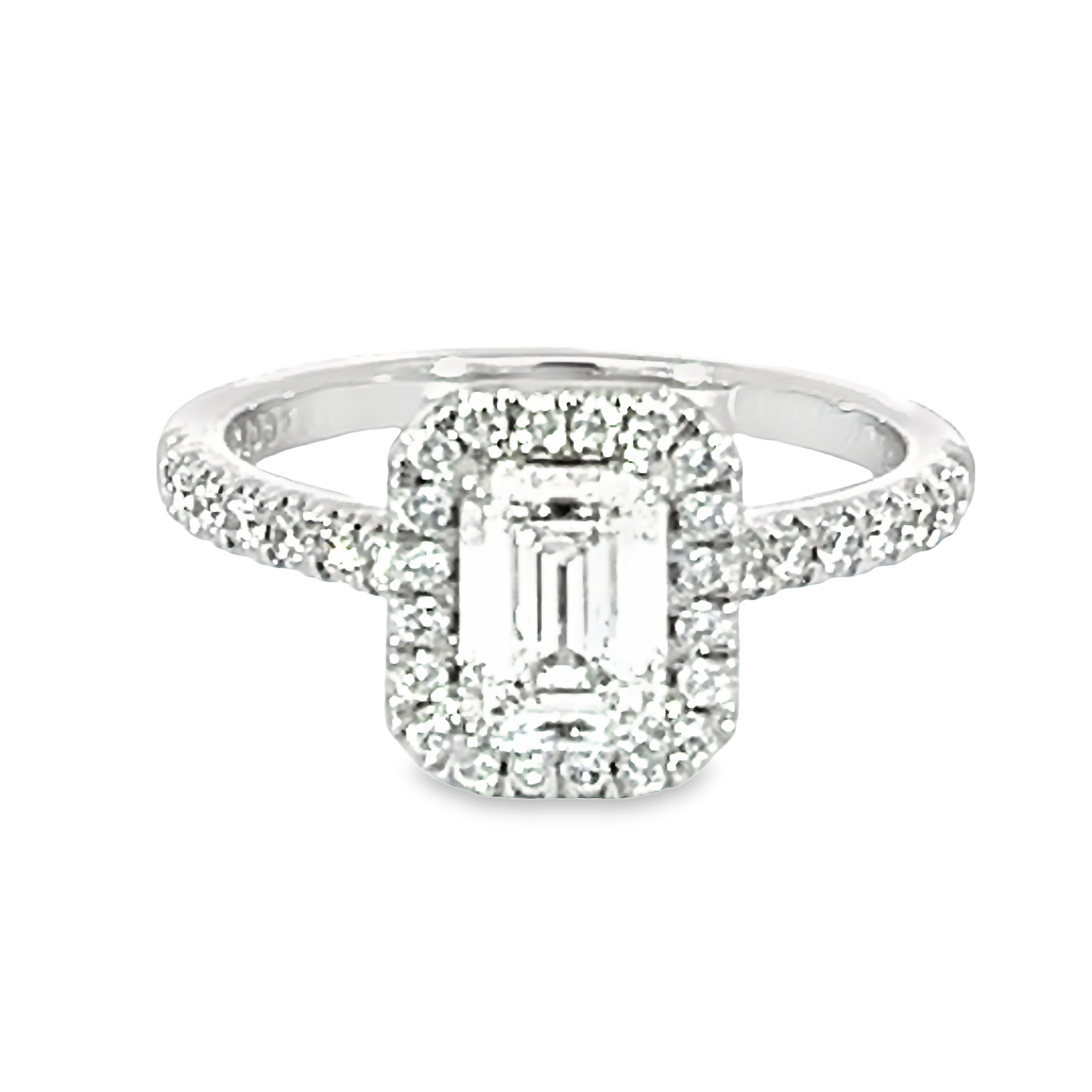 Platinum Emerald Halo Engagement Ring