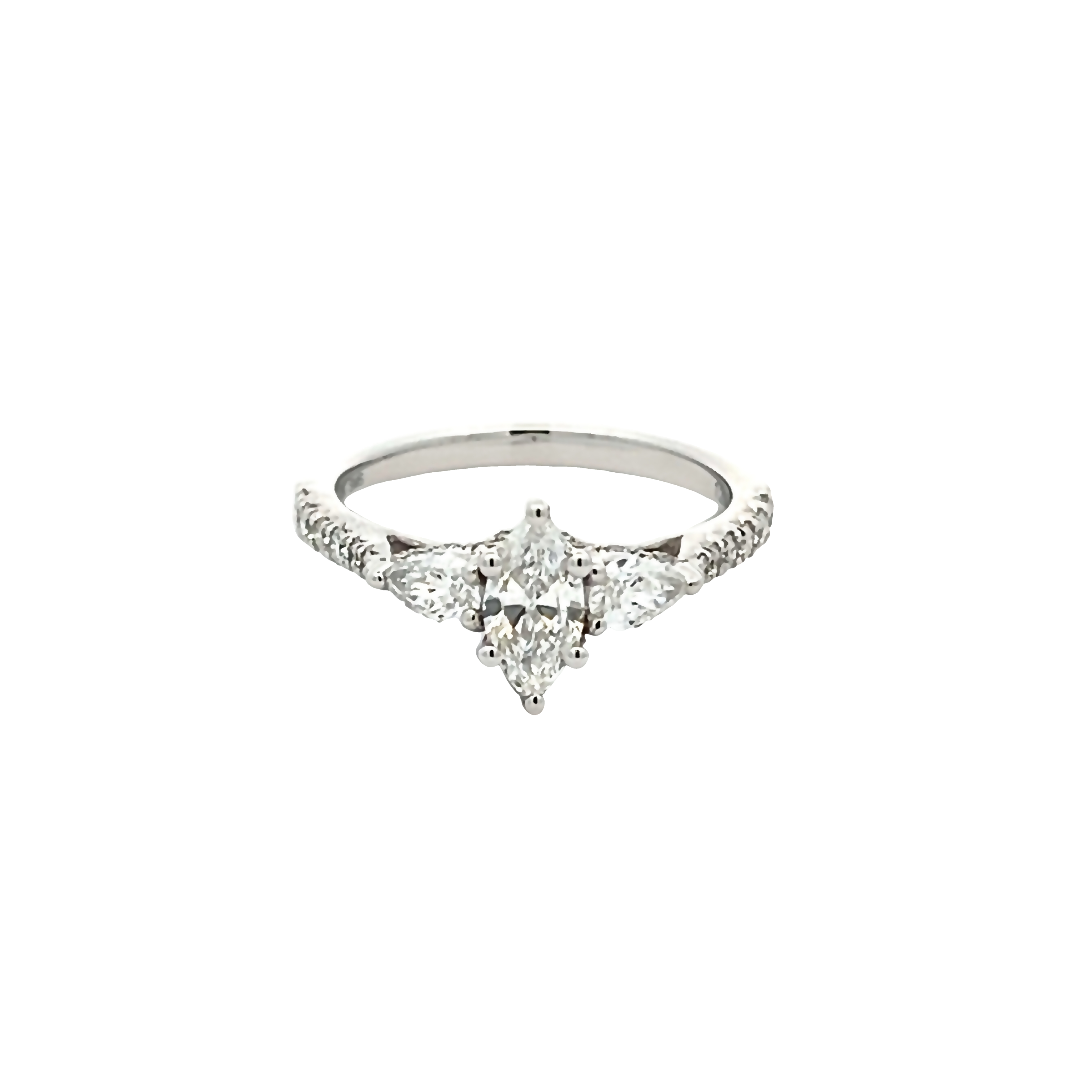 14k White Gold Marquise Accented Engagement Ring