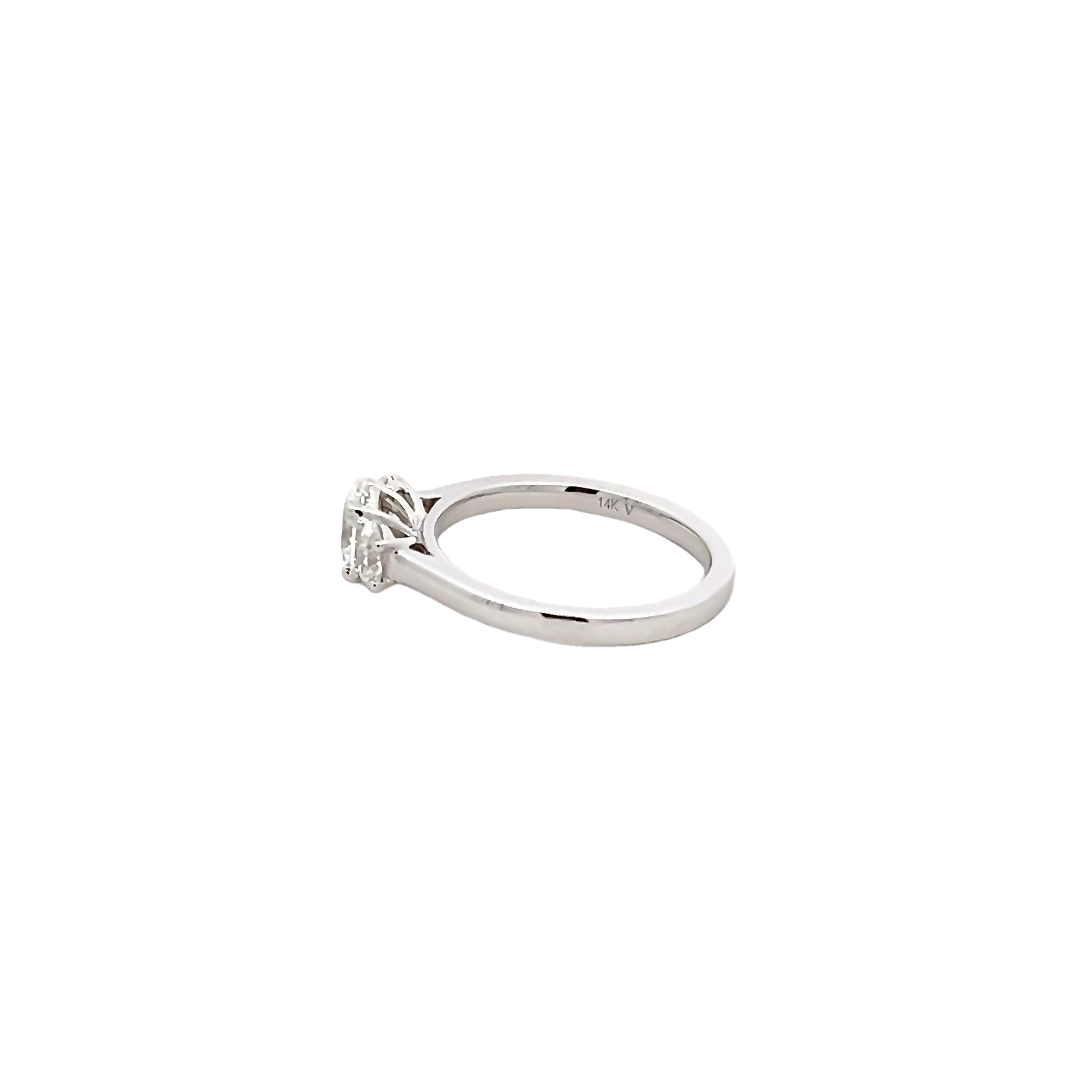 14k Gold Oval Three Diamond Engagment Ring