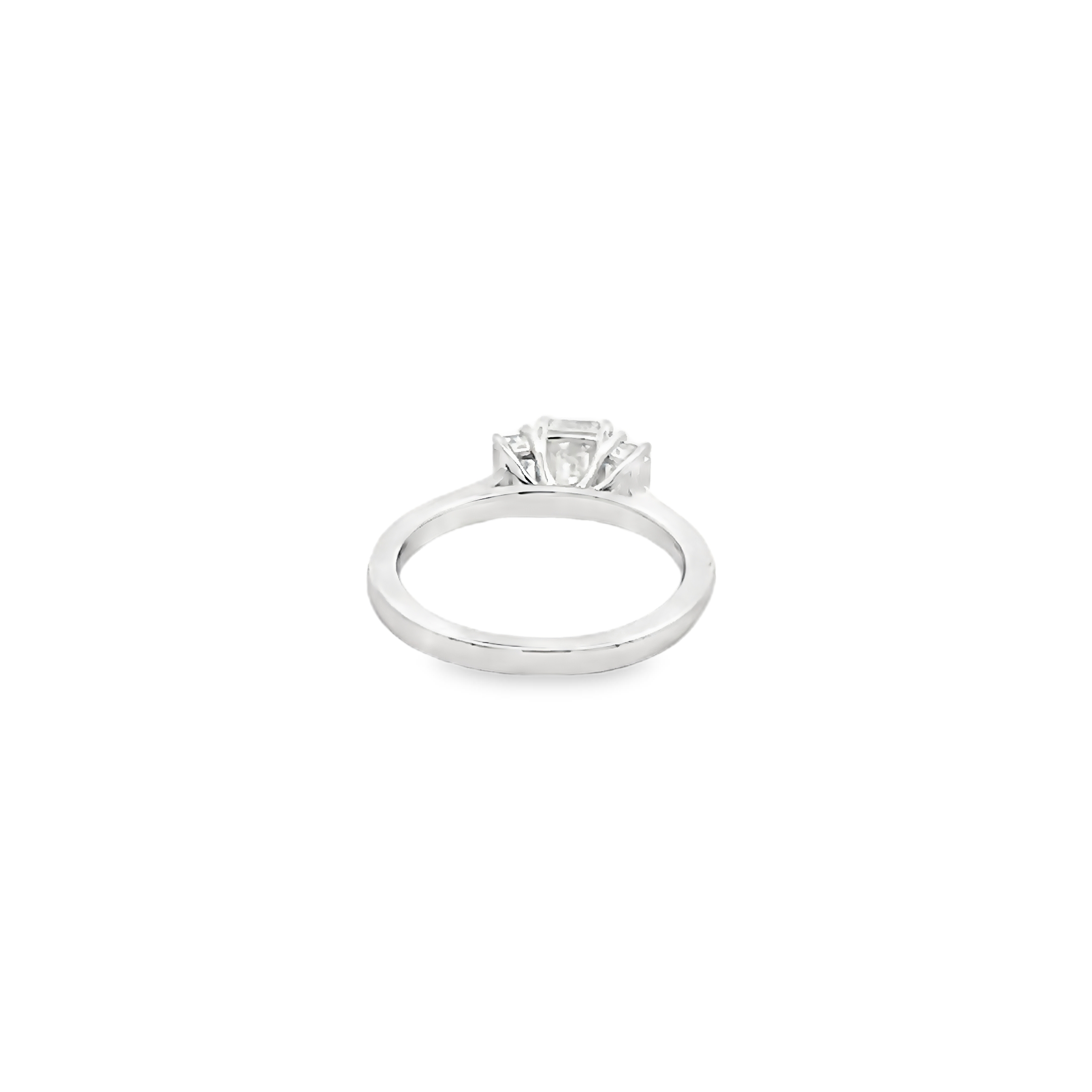 14k Gold Emerald Cut Three Diamond Engagement Ring