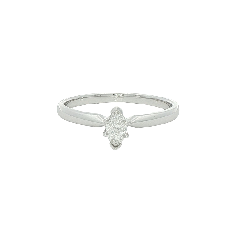 14k White Gold Solitaire Diamond Engagement Ring