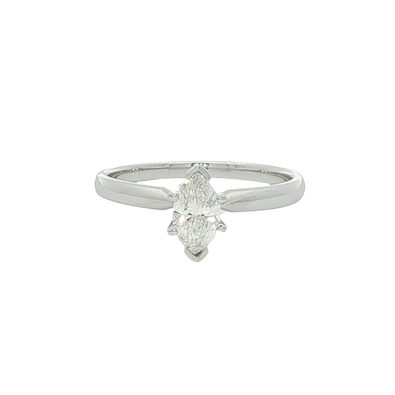 14k White Gold Solitaire Diamond Engagement Ring