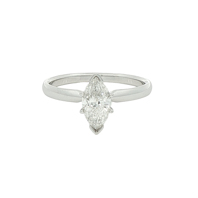 14k White Gold Solitaire Diamond Engagement Ring