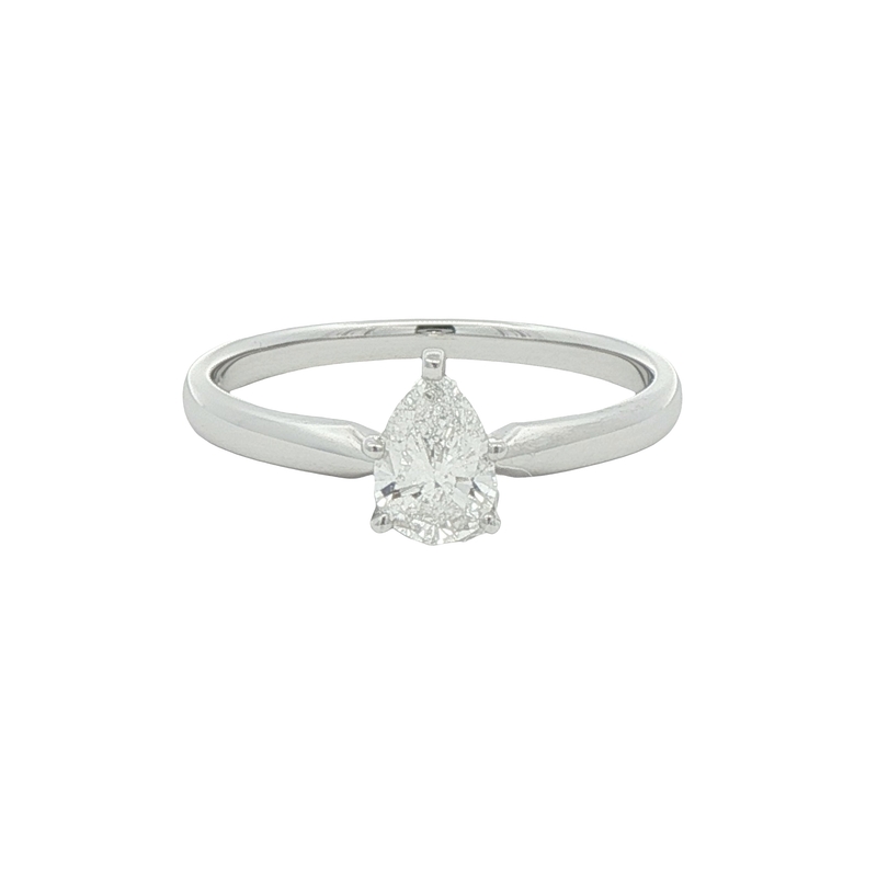 14k White Gold Solitaire Diamond Engagement Ring