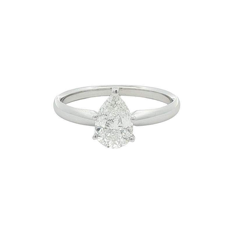 14k White Gold Solitaire Diamond Engagement Ring