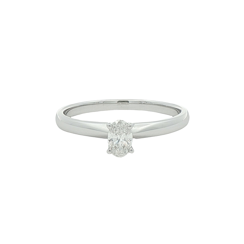 14k White Gold Solitaire Diamond Engagement Ring
