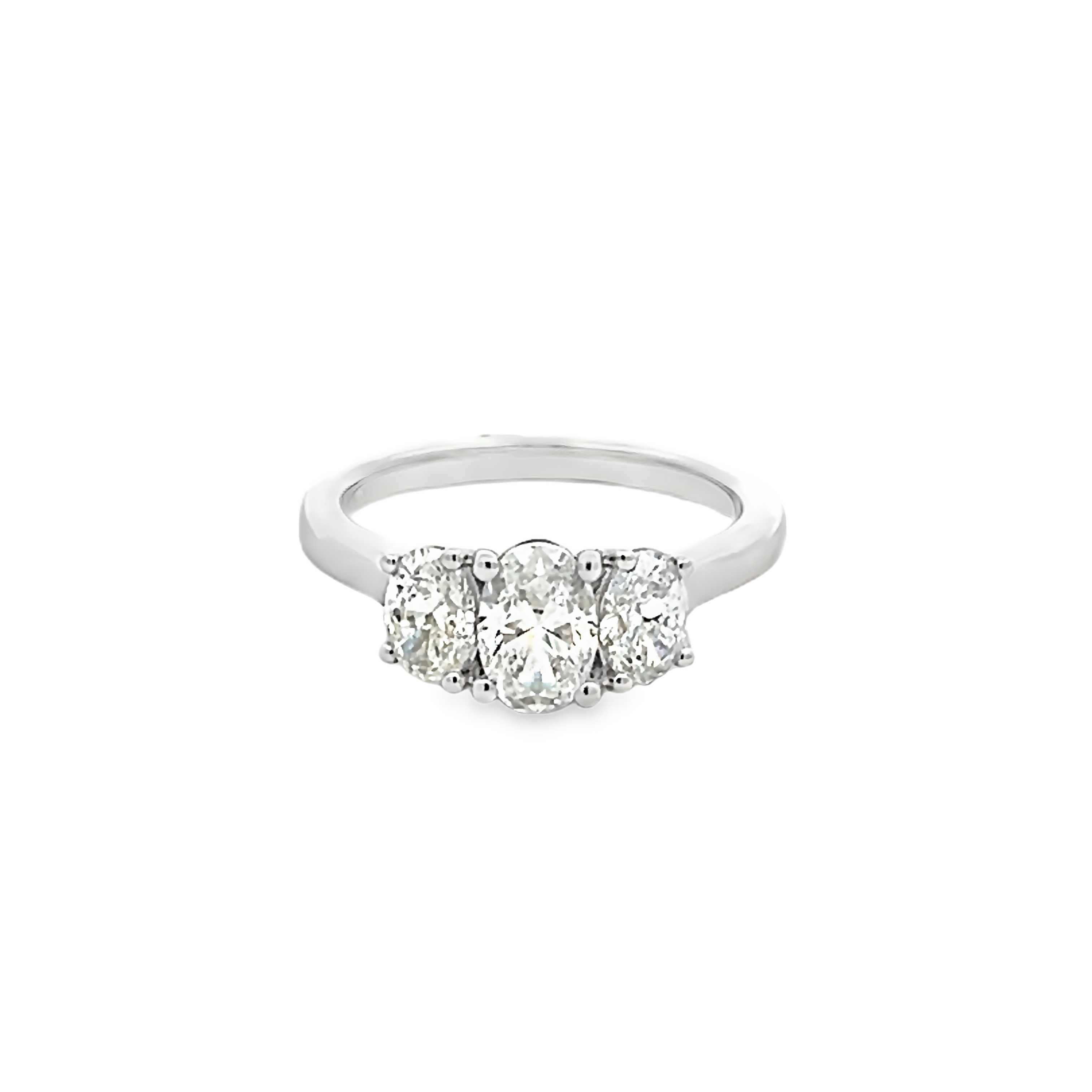 14k Gold Oval Three Diamond Engagment Ring