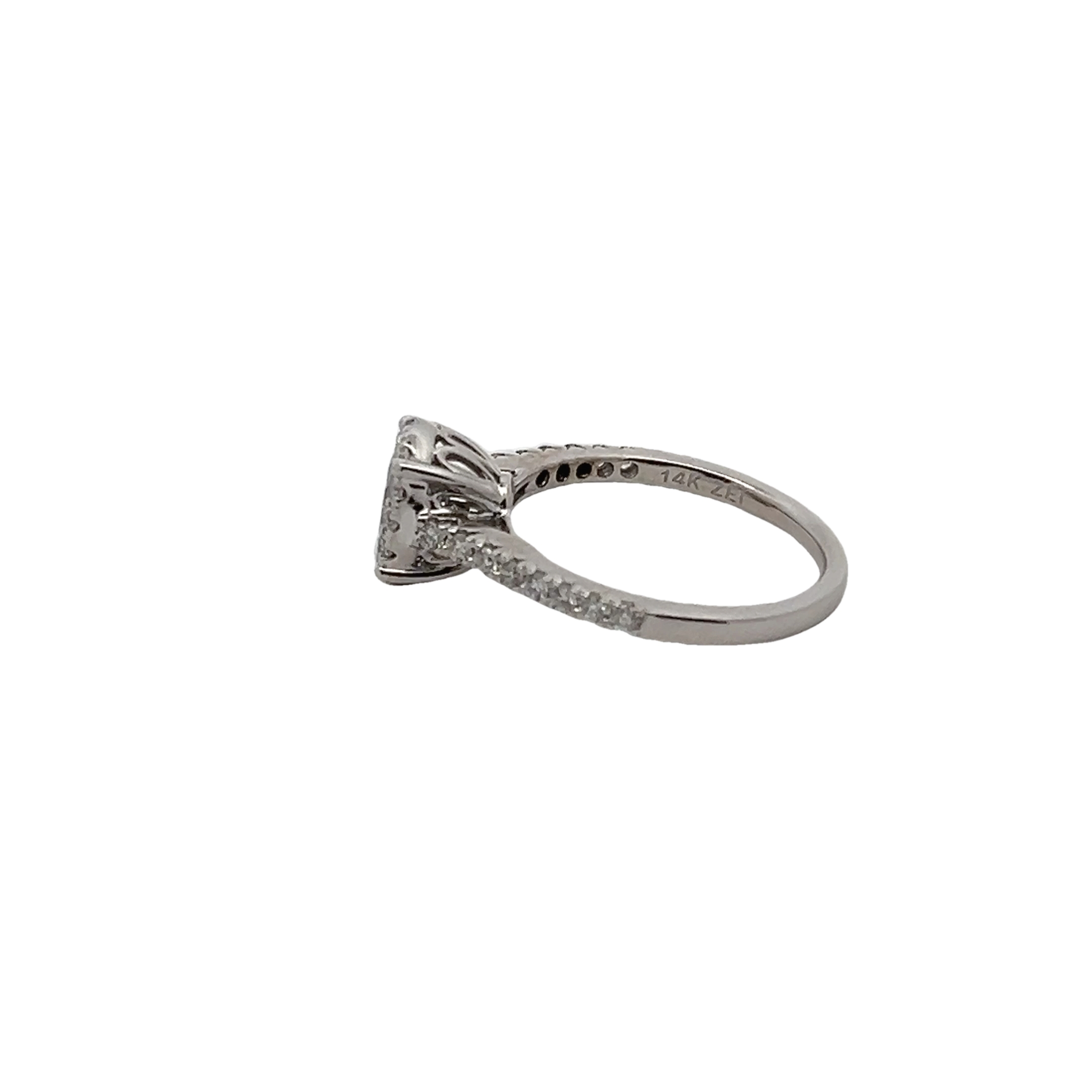 14k White Gold Oval Diamond Engagement Ring