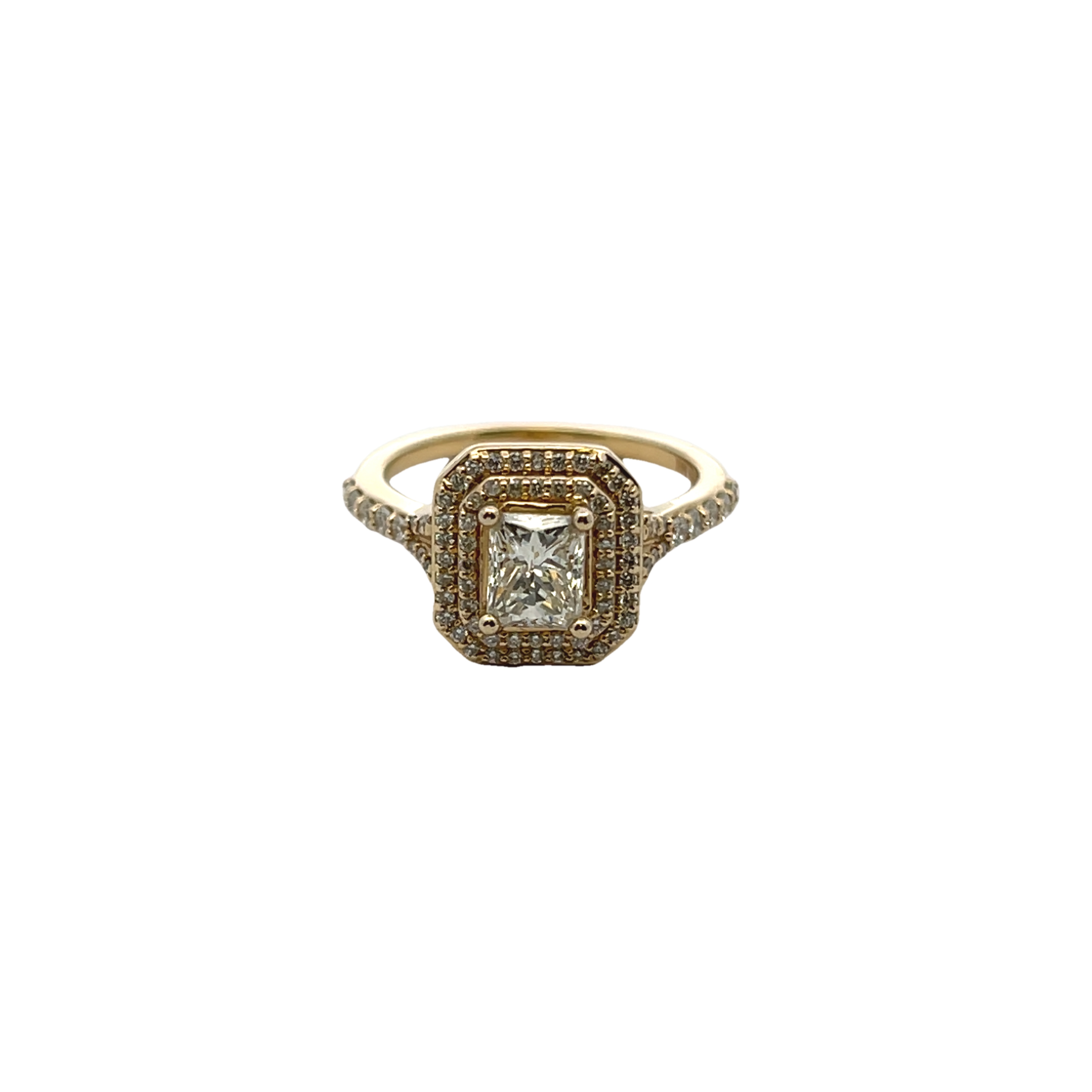 14k Yellow Gold Emerald Cut Diamond Engagement Ring