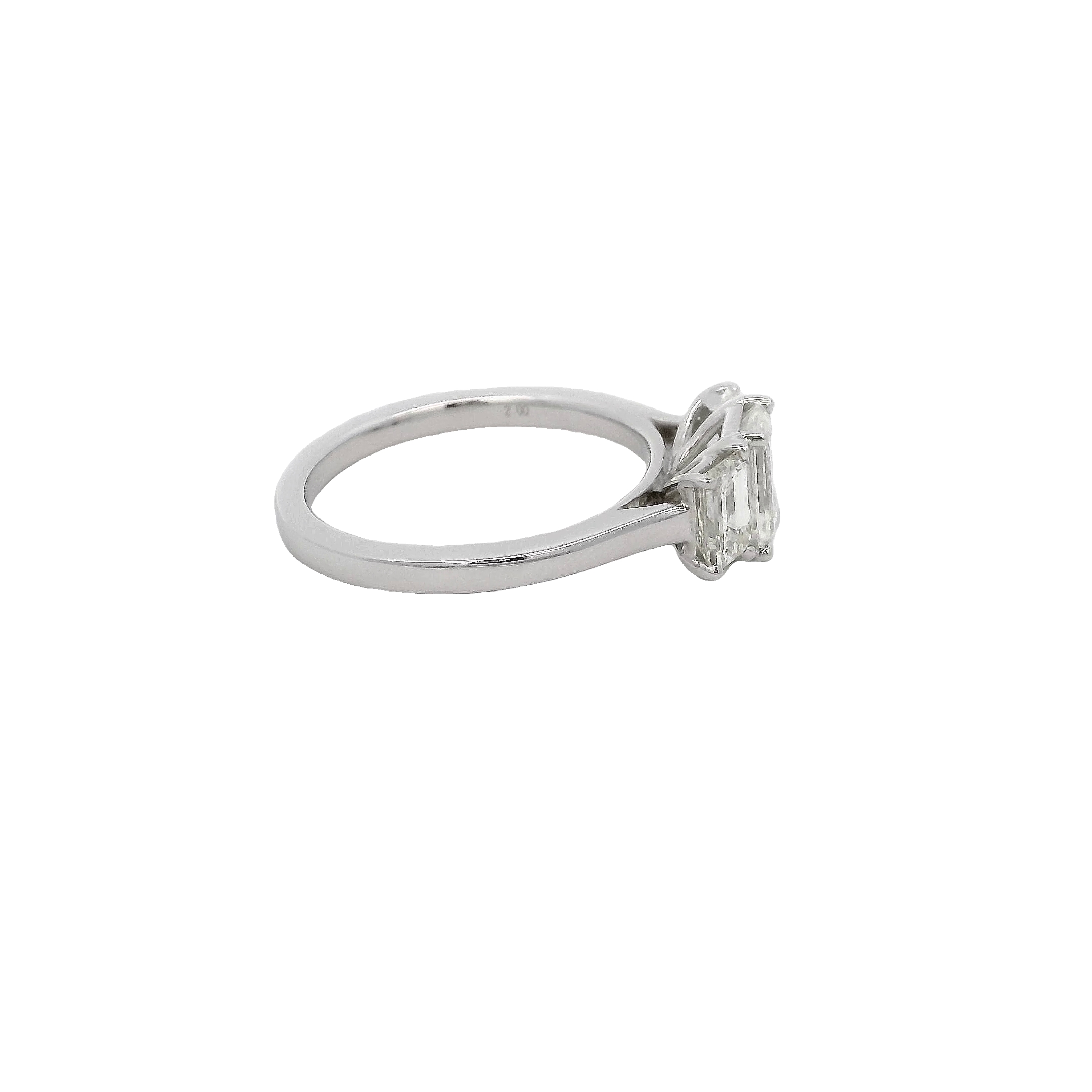 14k Gold Emerald Cut Three Stone Diamond Engagement Ring
