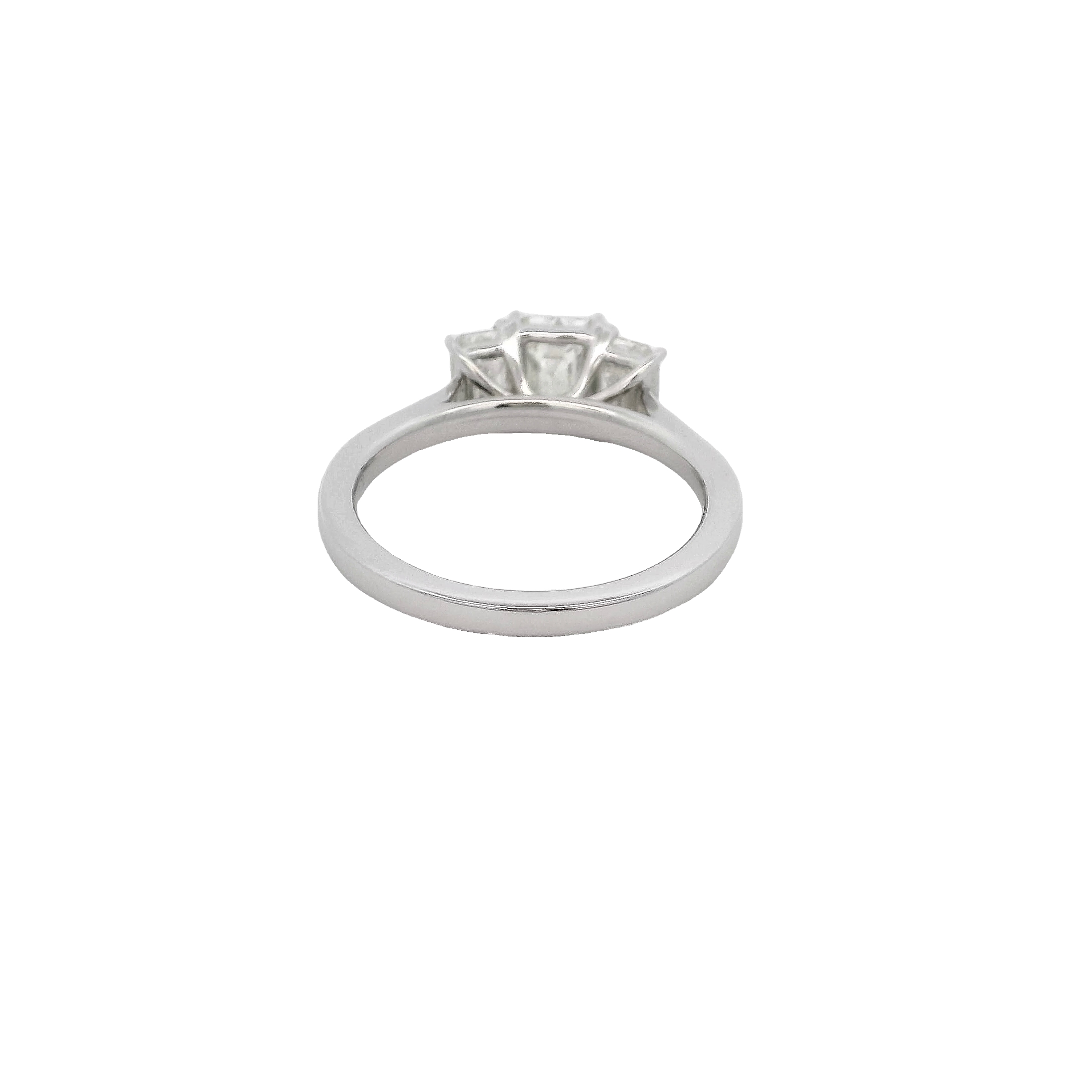 14k Gold Emerald Cut Three Stone Diamond Engagement Ring
