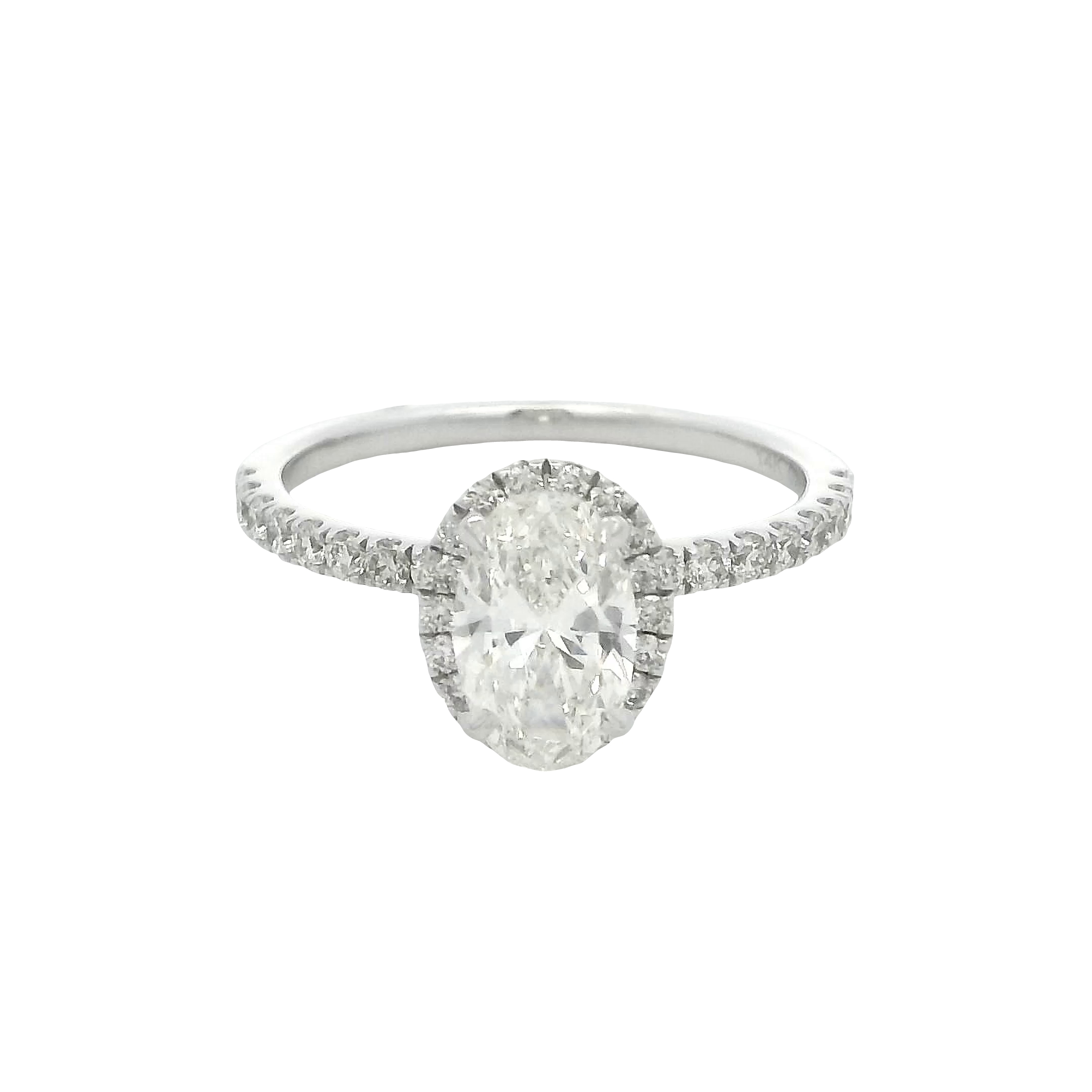 14k White Gold Oval-shaped Diamond Engagement Ring
