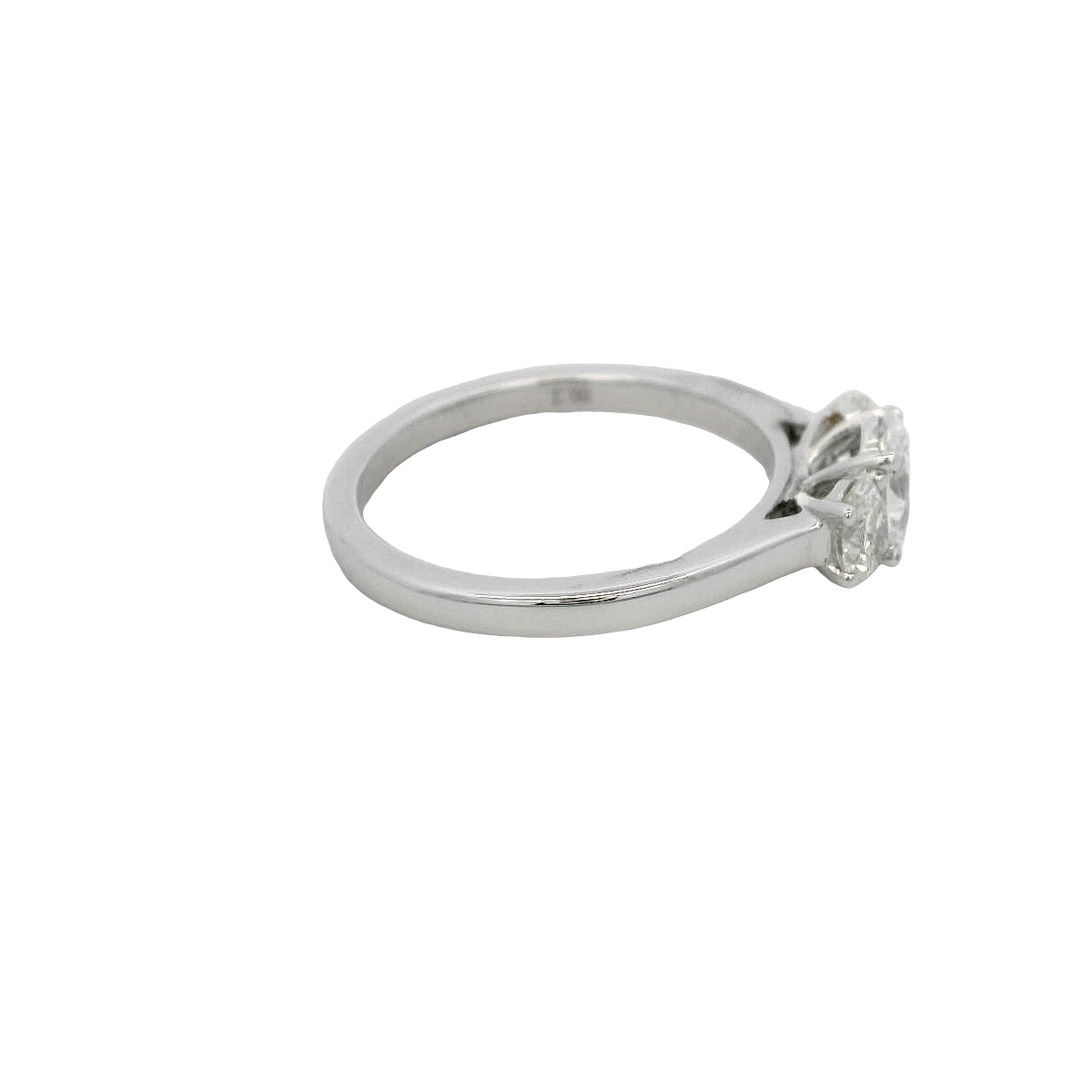 14k Gold Oval Three Diamond Engagment Ring